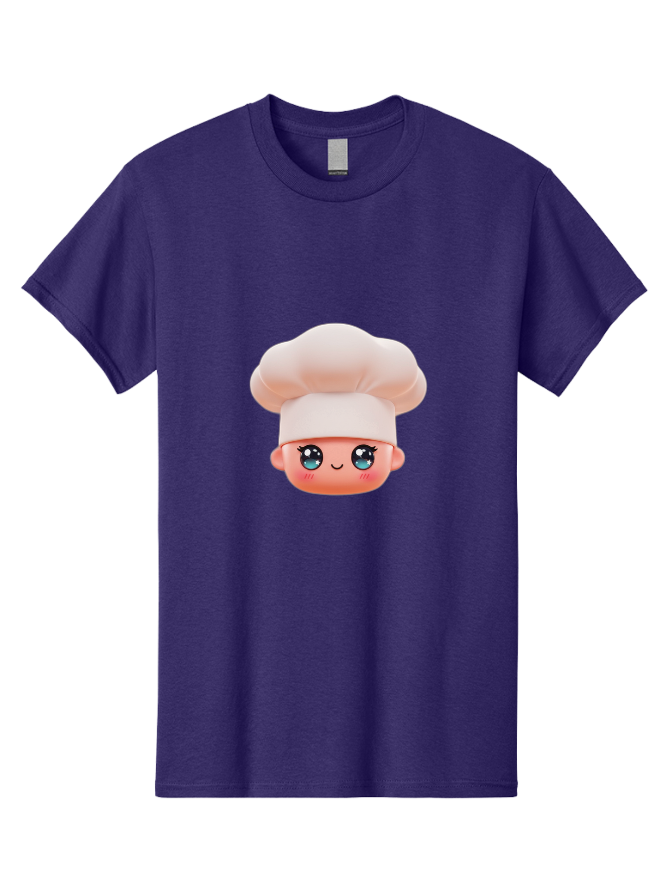 Chef-Emoji-3 Men'S Graphic Tee, 100% Cotton, Comfortable Casual Summer Wear, Machine Washable, Cartoon Character, Chef Hat, Smiling Face, Blue Eyes, Pink Cheeks, Kawaii Style, Cute Illustration, Cooking Theme, Doll Face, Fashion Accessory Bac818