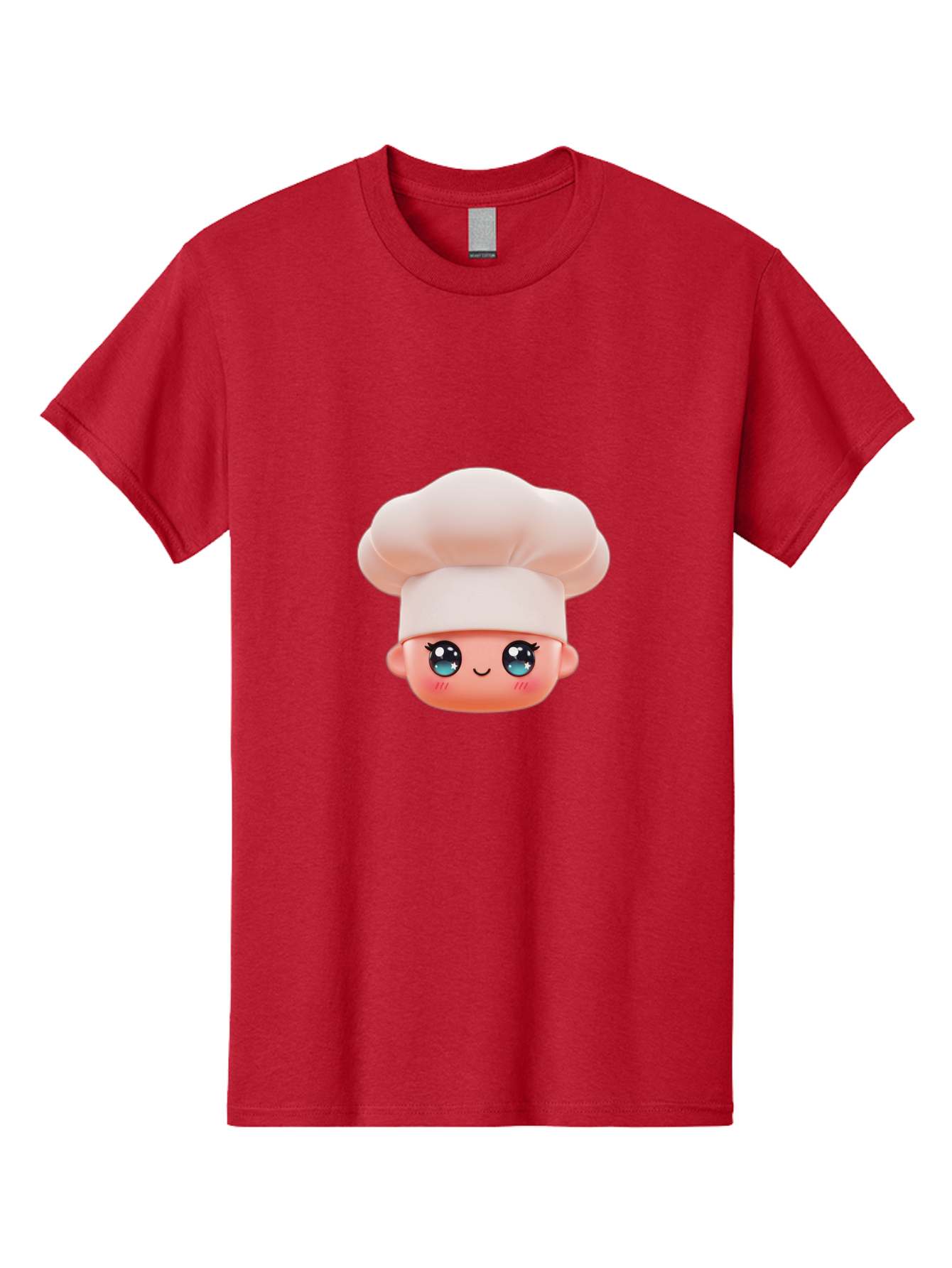 Chef-Emoji-3 Men'S Graphic Tee, 100% Cotton, Comfortable Casual Summer Wear, Machine Washable, Cartoon Character, Chef Hat, Smiling Face, Blue Eyes, Pink Cheeks, Kawaii Style, Cute Illustration, Cooking Theme, Doll Face, Fashion Accessory Bac818