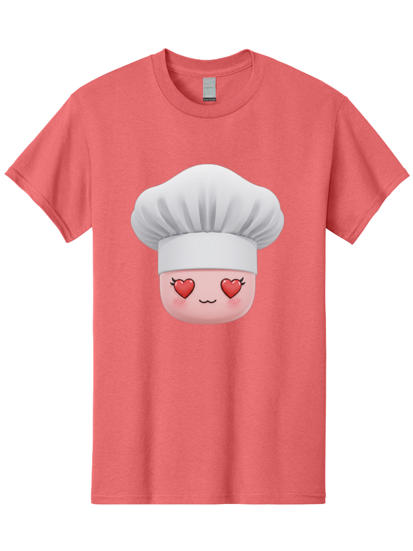 Chef-Emoji Men'S Graphic Tee, 100% Cotton, Comfortable Casual Summer Wear, Machine Washable, Cartoon Chef Hat, Chef Emoji, Cute Chef Face, Heart Eyes, Cooking Love, Culinary Passion, Adorable Character, Facial Expression, Cartoon Style Bac819