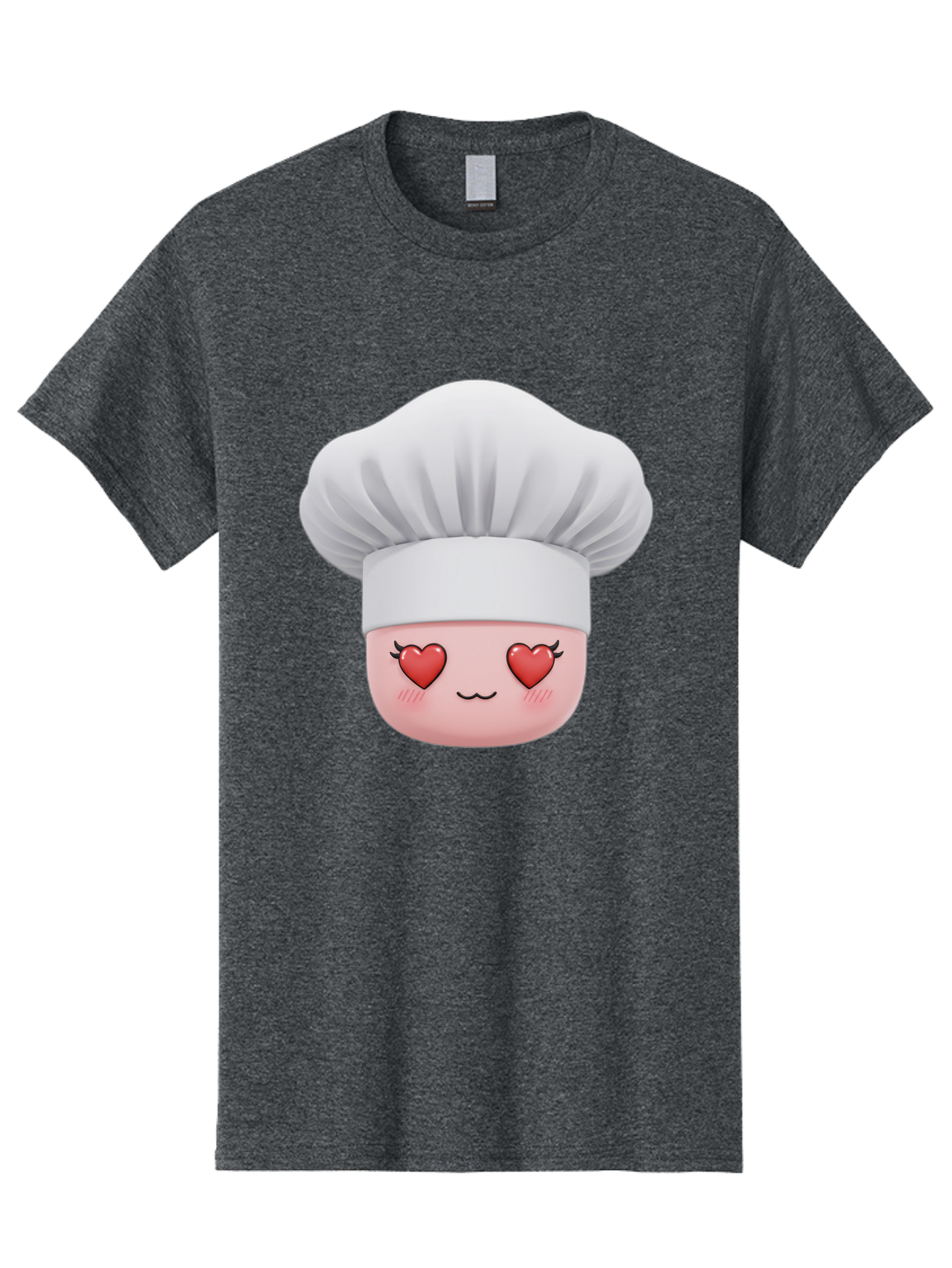 Chef-Emoji Men'S Graphic Tee, 100% Cotton, Comfortable Casual Summer Wear, Machine Washable, Cartoon Chef Hat, Chef Emoji, Cute Chef Face, Heart Eyes, Cooking Love, Culinary Passion, Adorable Character, Facial Expression, Cartoon Style Bac819