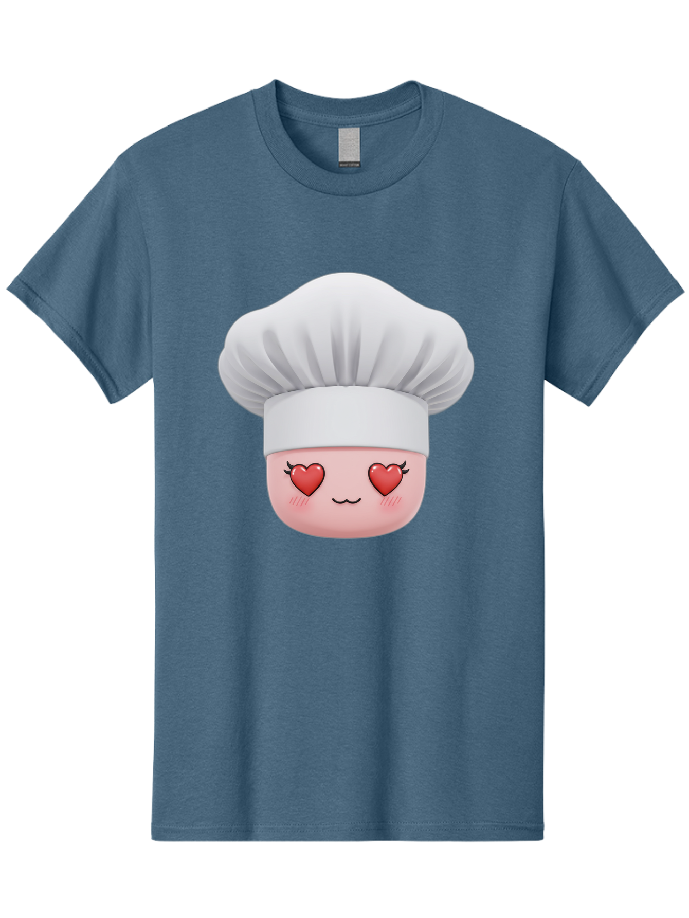 Chef-Emoji Men'S Graphic Tee, 100% Cotton, Comfortable Casual Summer Wear, Machine Washable, Cartoon Chef Hat, Chef Emoji, Cute Chef Face, Heart Eyes, Cooking Love, Culinary Passion, Adorable Character, Facial Expression, Cartoon Style Bac819