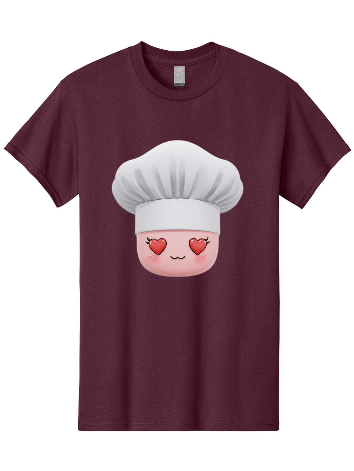 Chef-Emoji Men'S Graphic Tee, 100% Cotton, Comfortable Casual Summer Wear, Machine Washable, Cartoon Chef Hat, Chef Emoji, Cute Chef Face, Heart Eyes, Cooking Love, Culinary Passion, Adorable Character, Facial Expression, Cartoon Style Bac819