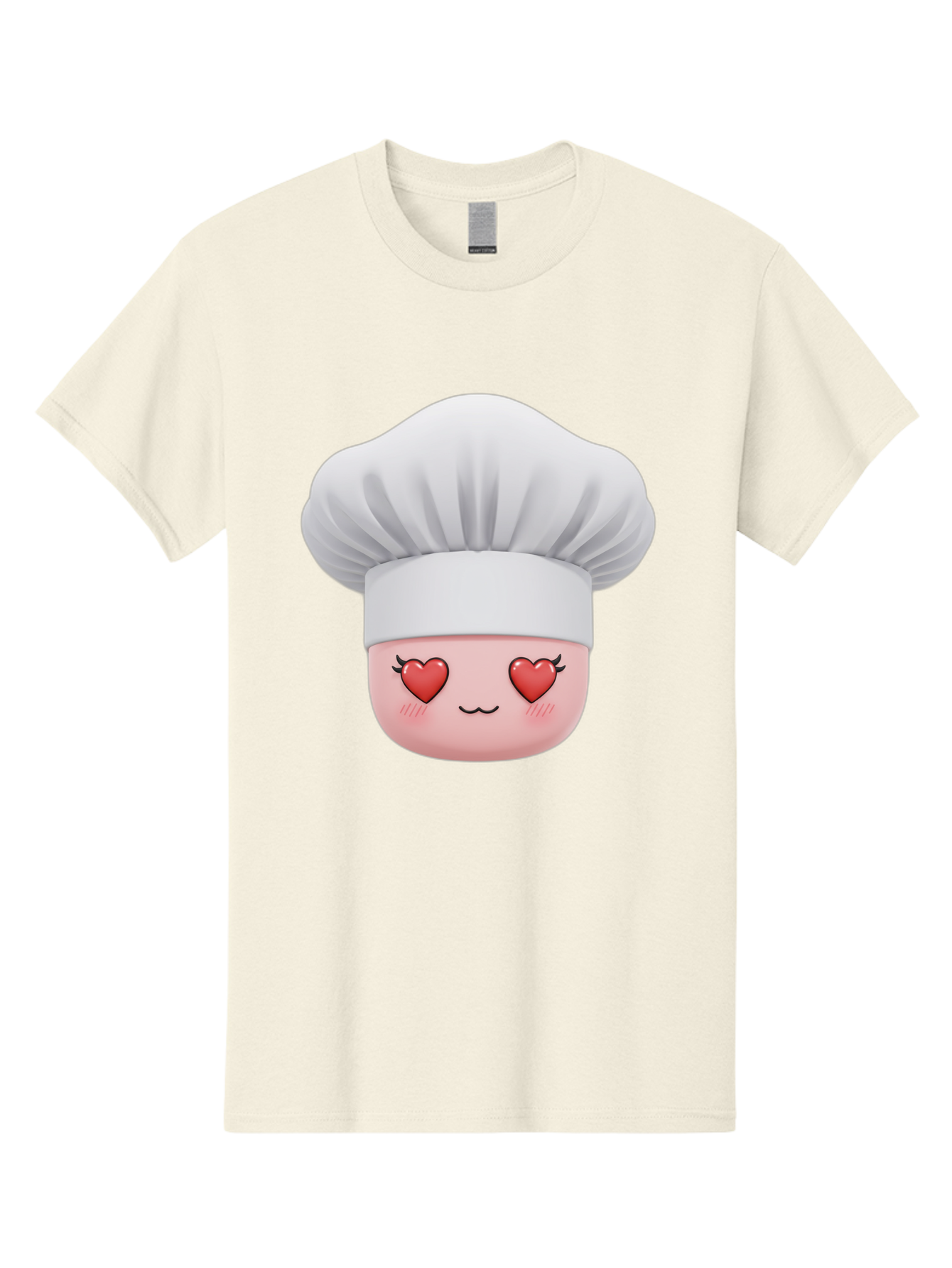 Chef-Emoji Men'S Graphic Tee, 100% Cotton, Comfortable Casual Summer Wear, Machine Washable, Cartoon Chef Hat, Chef Emoji, Cute Chef Face, Heart Eyes, Cooking Love, Culinary Passion, Adorable Character, Facial Expression, Cartoon Style Bac819