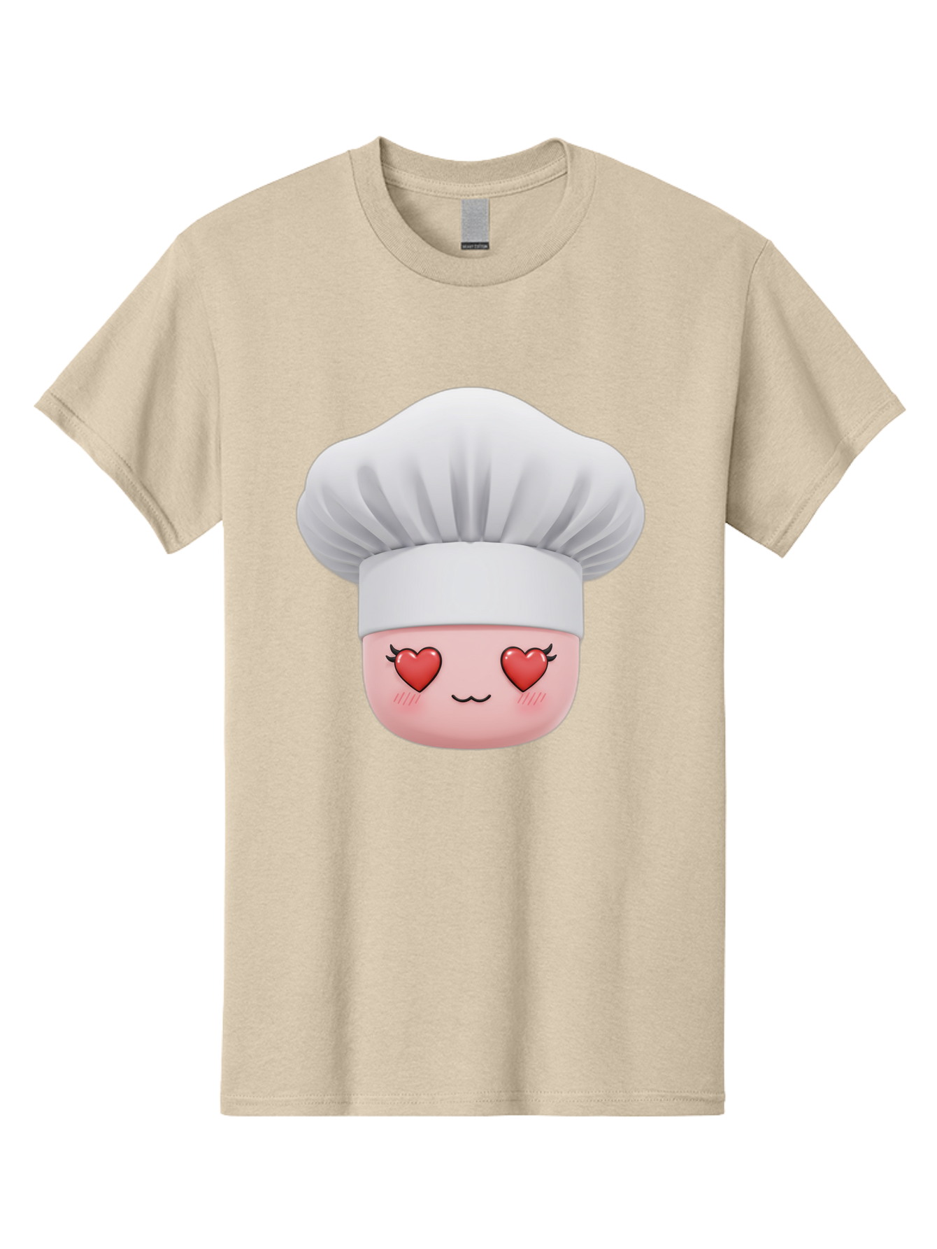Chef-Emoji Men'S Graphic Tee, 100% Cotton, Comfortable Casual Summer Wear, Machine Washable, Cartoon Chef Hat, Chef Emoji, Cute Chef Face, Heart Eyes, Cooking Love, Culinary Passion, Adorable Character, Facial Expression, Cartoon Style Bac819