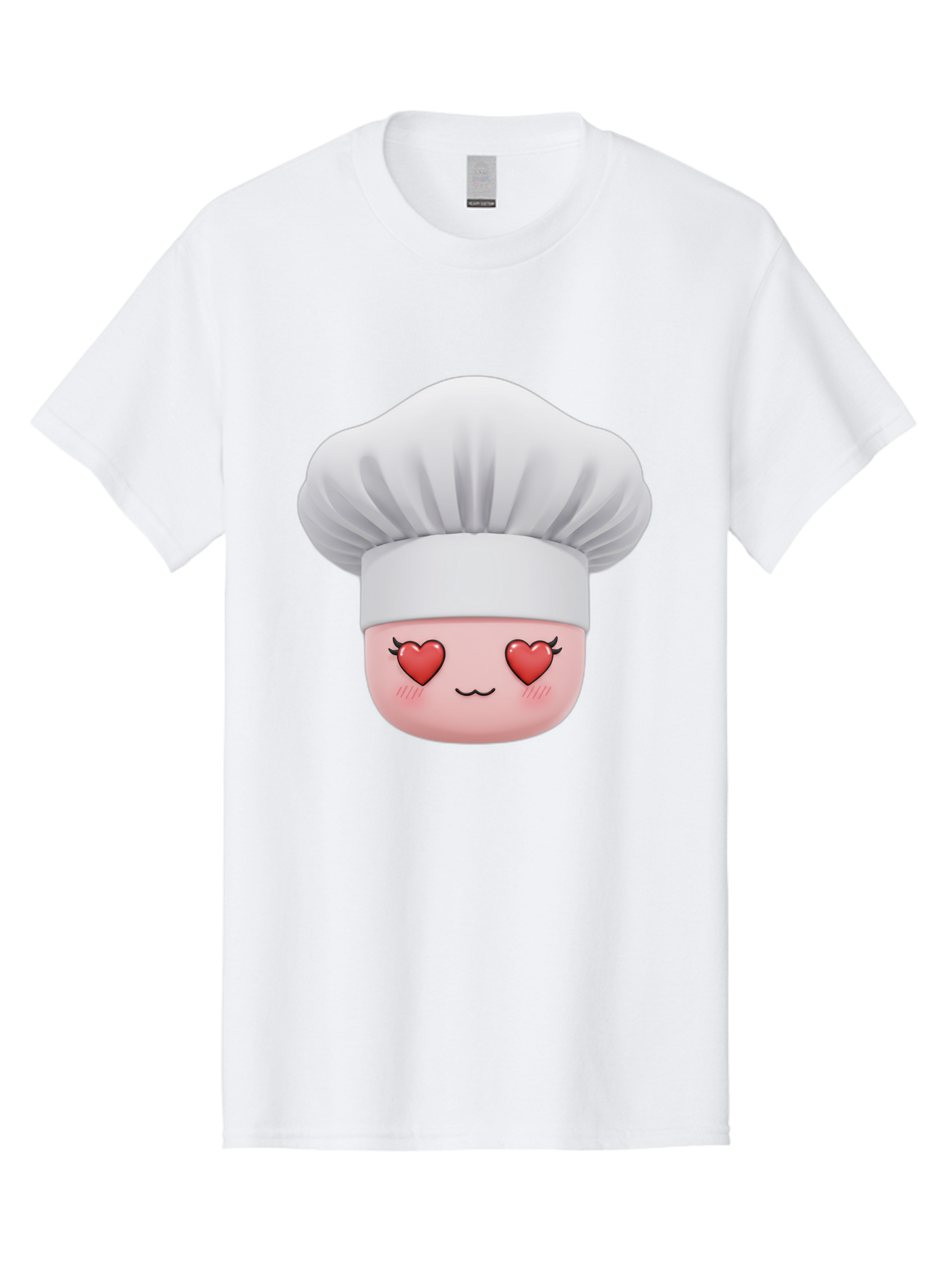 Chef-Emoji Men'S Graphic Tee, 100% Cotton, Comfortable Casual Summer Wear, Machine Washable, Cartoon Chef Hat, Chef Emoji, Cute Chef Face, Heart Eyes, Cooking Love, Culinary Passion, Adorable Character, Facial Expression, Cartoon Style Bac819