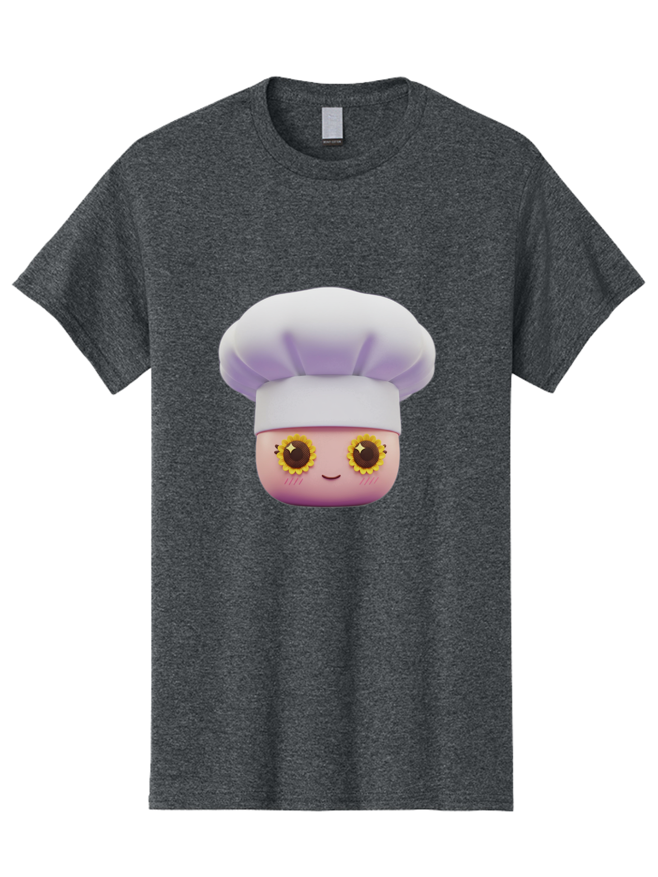 Chef-Emoticon Men'S Graphic Tee, 100% Cotton, Comfortable Casual Summer Wear, Machine Washable, Chef Character, Cute Emoji, Cooking Theme, Sunflower Eyes, Happy Face, Culinary Arts, Kitchen Icon, Cartoon Style Bac820