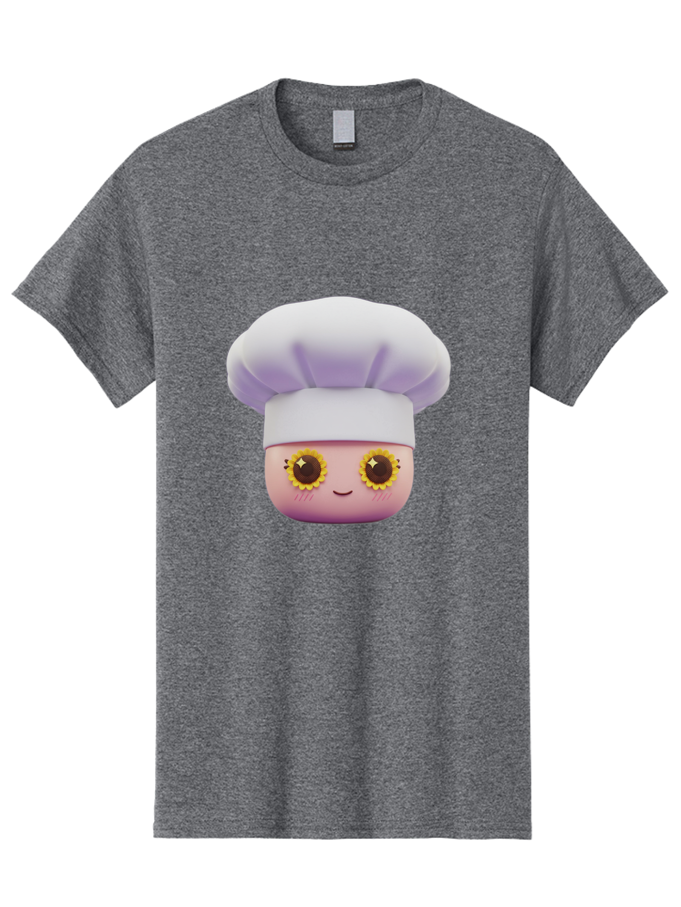 Chef-Emoticon Men'S Graphic Tee, 100% Cotton, Comfortable Casual Summer Wear, Machine Washable, Chef Character, Cute Emoji, Cooking Theme, Sunflower Eyes, Happy Face, Culinary Arts, Kitchen Icon, Cartoon Style Bac820