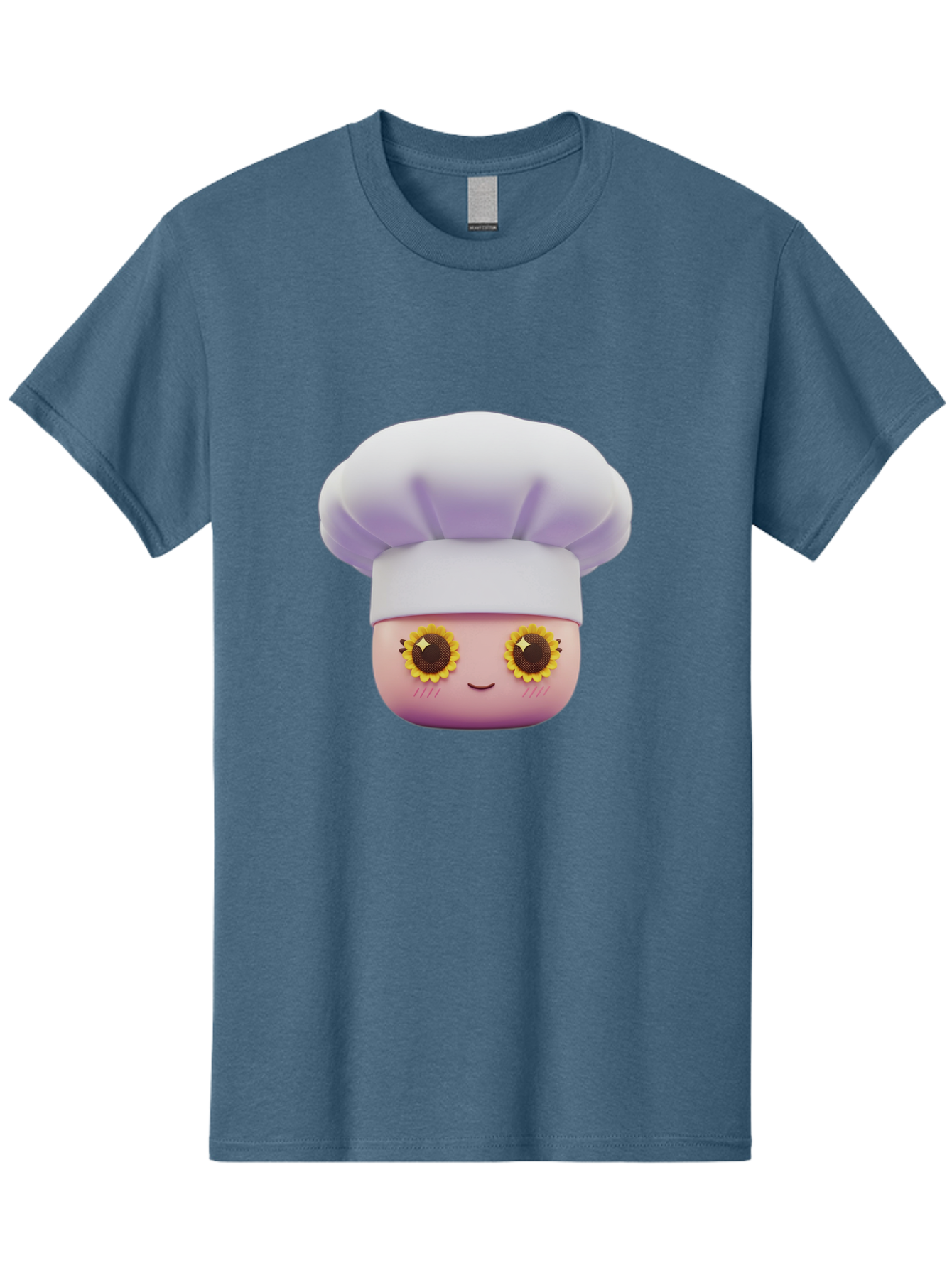 Chef-Emoticon Men'S Graphic Tee, 100% Cotton, Comfortable Casual Summer Wear, Machine Washable, Chef Character, Cute Emoji, Cooking Theme, Sunflower Eyes, Happy Face, Culinary Arts, Kitchen Icon, Cartoon Style Bac820