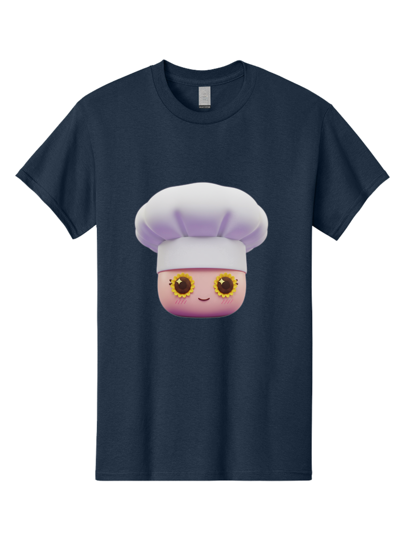 Chef-Emoticon Men'S Graphic Tee, 100% Cotton, Comfortable Casual Summer Wear, Machine Washable, Chef Character, Cute Emoji, Cooking Theme, Sunflower Eyes, Happy Face, Culinary Arts, Kitchen Icon, Cartoon Style Bac820
