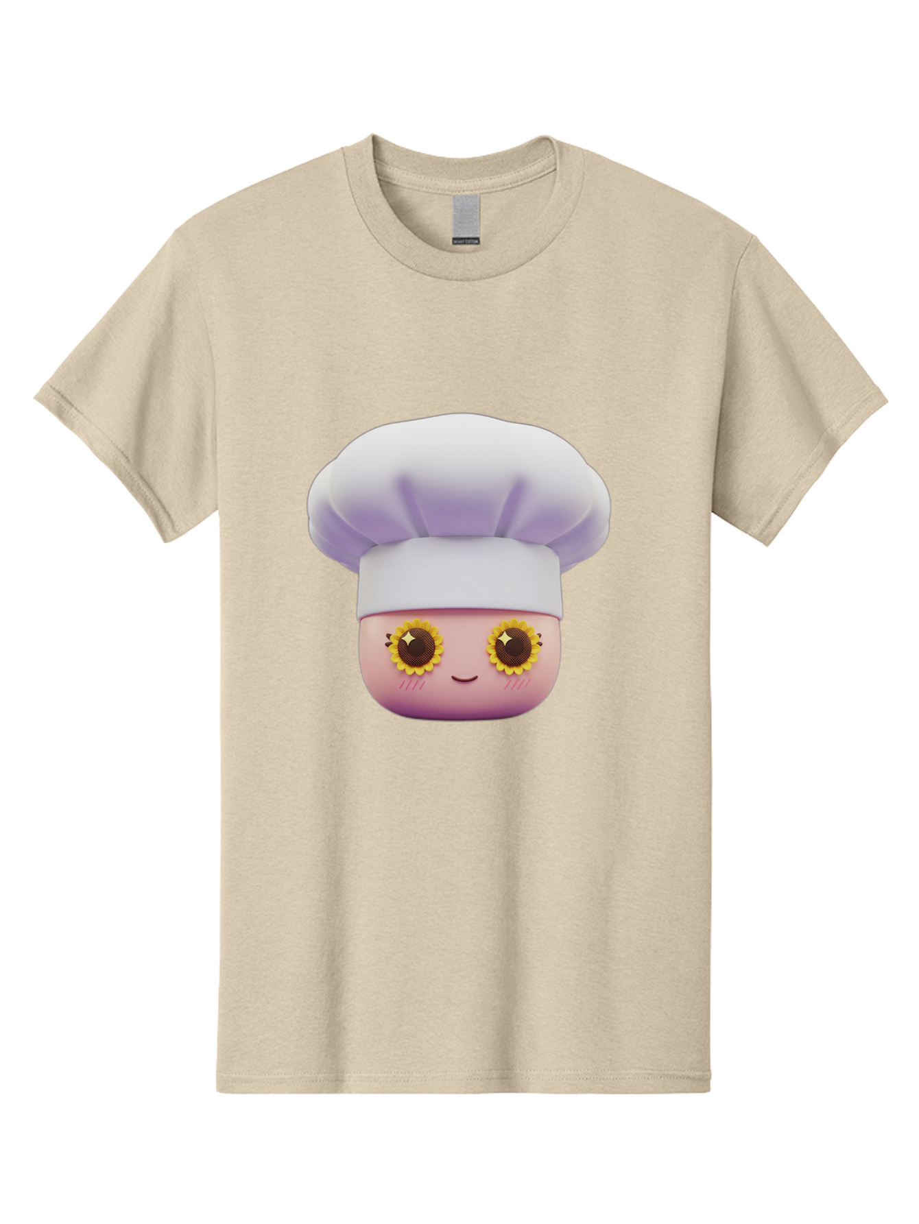 Chef-Emoticon Men'S Graphic Tee, 100% Cotton, Comfortable Casual Summer Wear, Machine Washable, Chef Character, Cute Emoji, Cooking Theme, Sunflower Eyes, Happy Face, Culinary Arts, Kitchen Icon, Cartoon Style Bac820