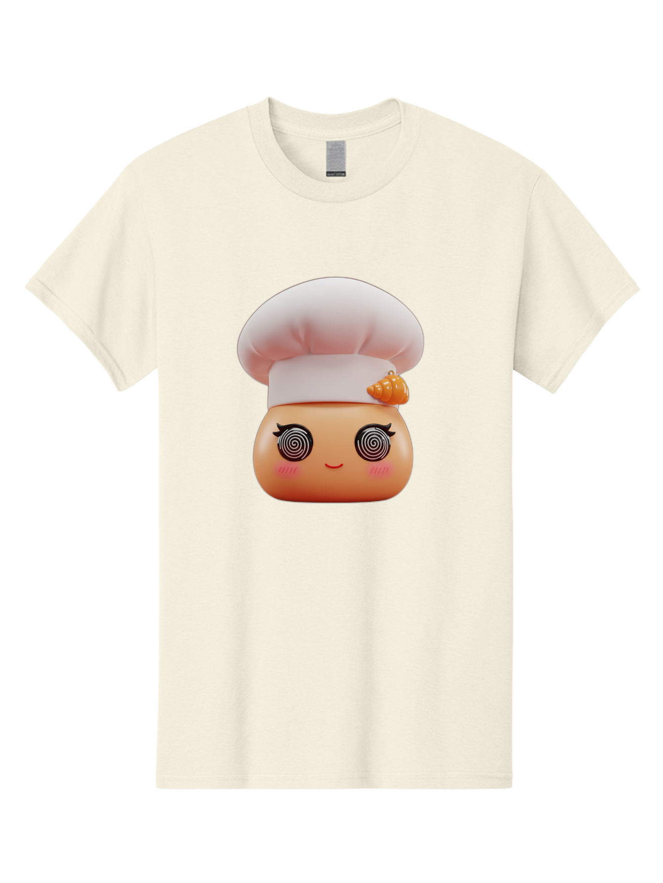 Chef-Face Men'S Graphic Tee, 100% Cotton, Comfortable Casual Summer Wear, Machine Washable, Cartoon Character, Chef Hat, Spiral Eyes, Cute Face, Cooking Theme, Kitchen Art, Whimsical Design, Kawaii Style, Playful Character Bac822