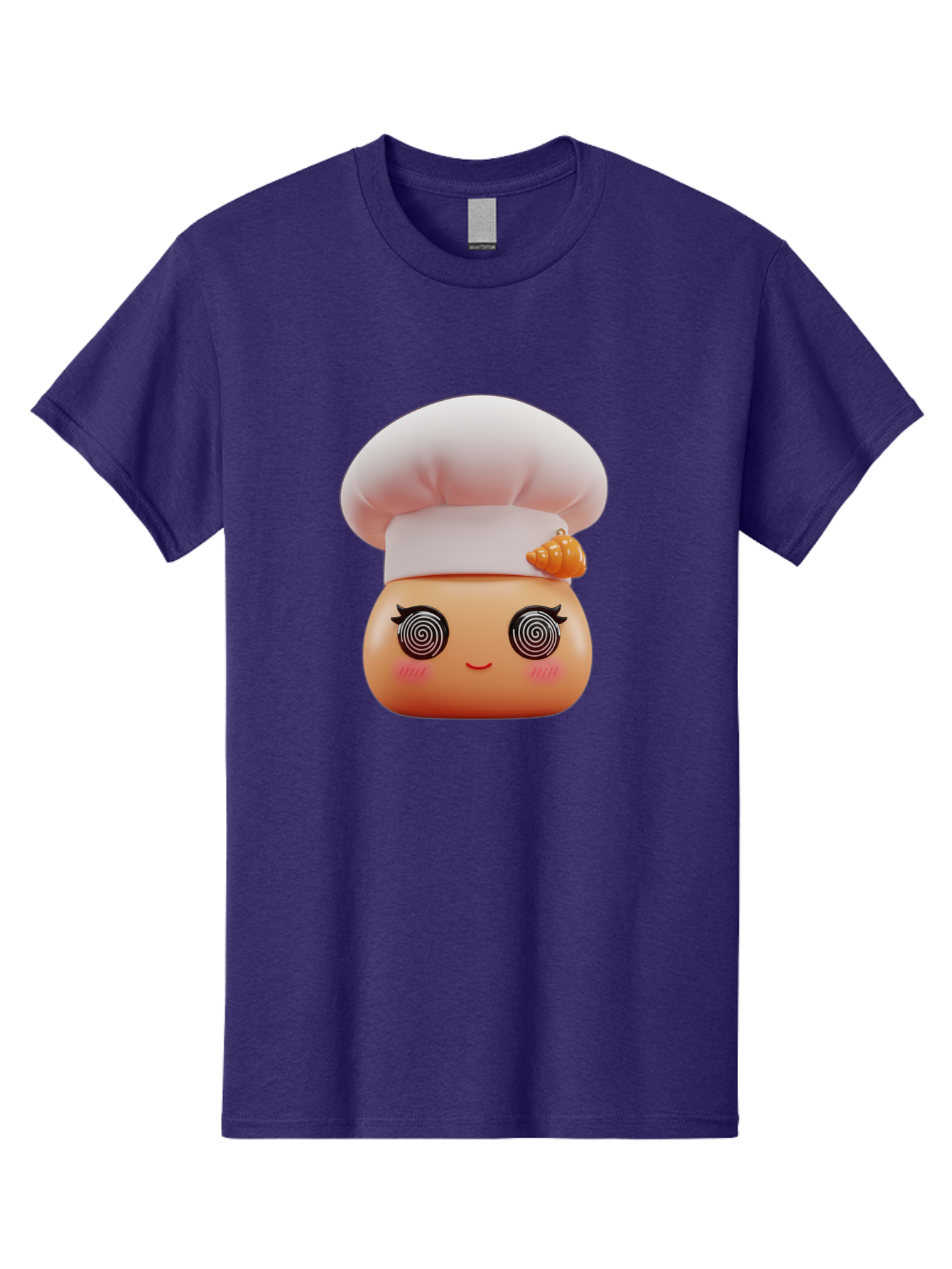 Chef-Face Men'S Graphic Tee, 100% Cotton, Comfortable Casual Summer Wear, Machine Washable, Cartoon Character, Chef Hat, Spiral Eyes, Cute Face, Cooking Theme, Kitchen Art, Whimsical Design, Kawaii Style, Playful Character Bac822