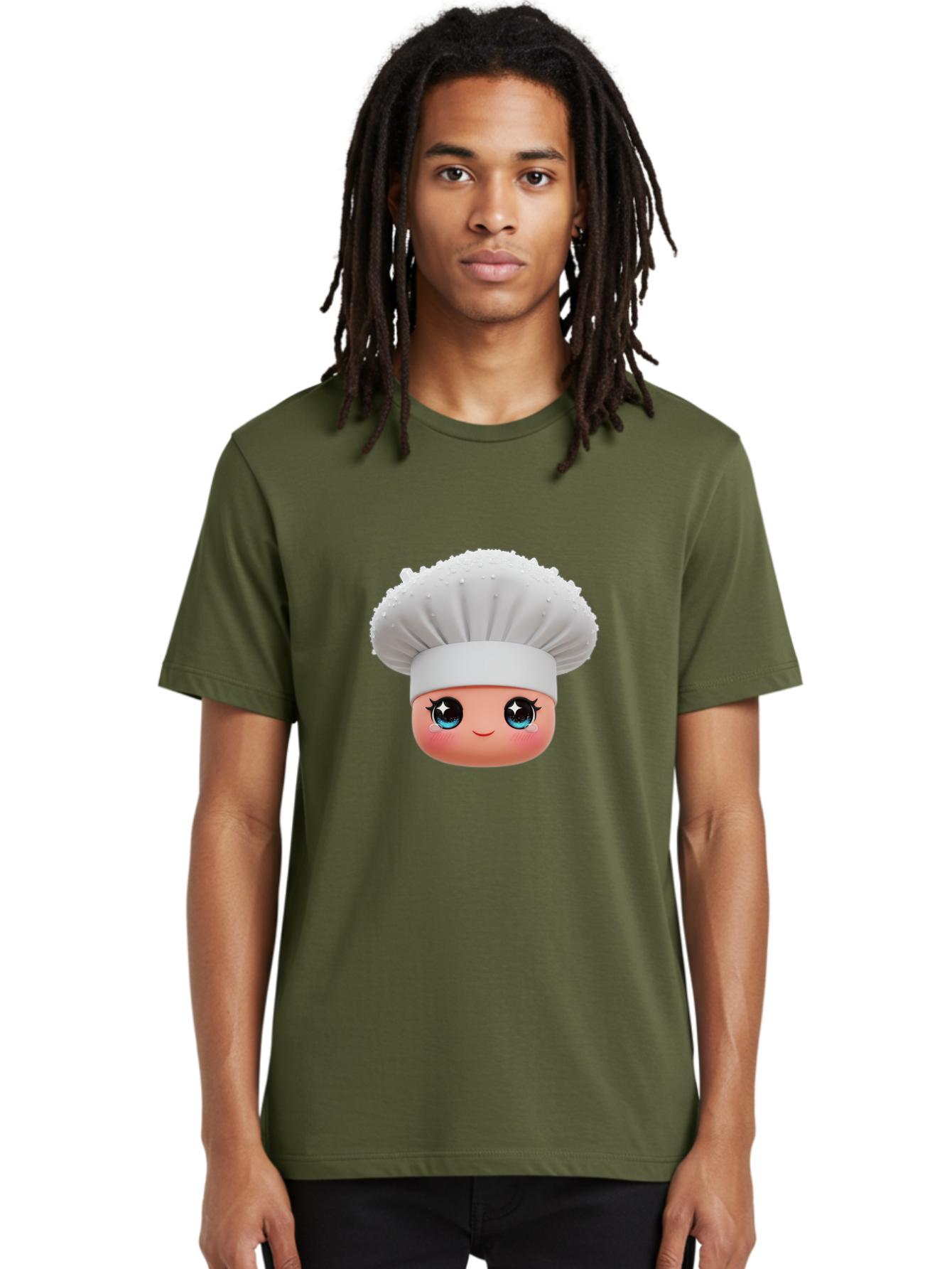 Chef-Hat-Emoji Men'S Graphic Tee, 100% Cotton, Comfortable Casual Summer Wear, Machine Washable, Cartoon Chef, Cooking Emoji, Chef Hat, Cute Face, Sparkly Eyes, Blue Eyes, Culinary Art, Chef Character, Cartoon Character, Cooking Symbol, Bac830