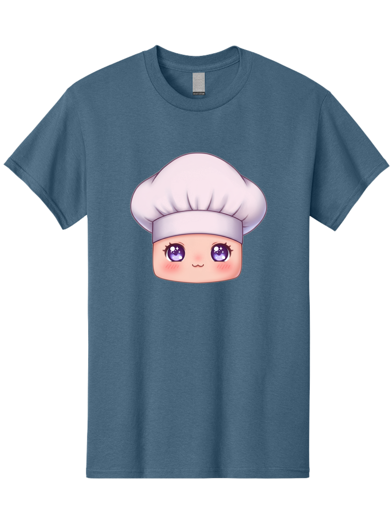 Chef-Hat-Face Men'S Graphic Tee, 100% Cotton, Comfortable Casual Summer Wear, Machine Washable, Cartoon Chef, Cute Face, Purple Eyes, Chef Hat, Cooking, Kawaii, Chef Character, Adorable, Kitchen, Culinary Bac832