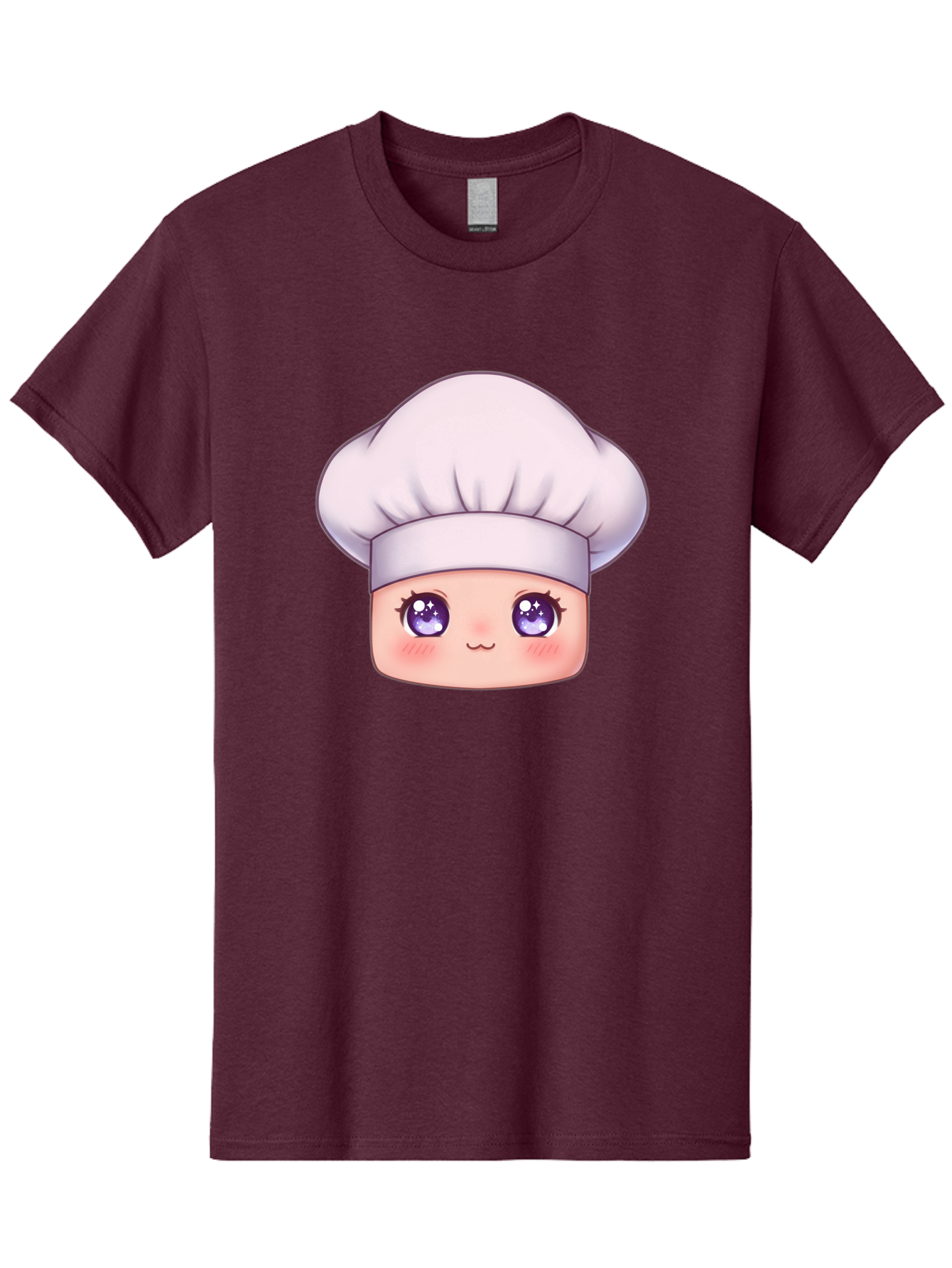 Chef-Hat-Face Men'S Graphic Tee, 100% Cotton, Comfortable Casual Summer Wear, Machine Washable, Cartoon Chef, Cute Face, Purple Eyes, Chef Hat, Cooking, Kawaii, Chef Character, Adorable, Kitchen, Culinary Bac832