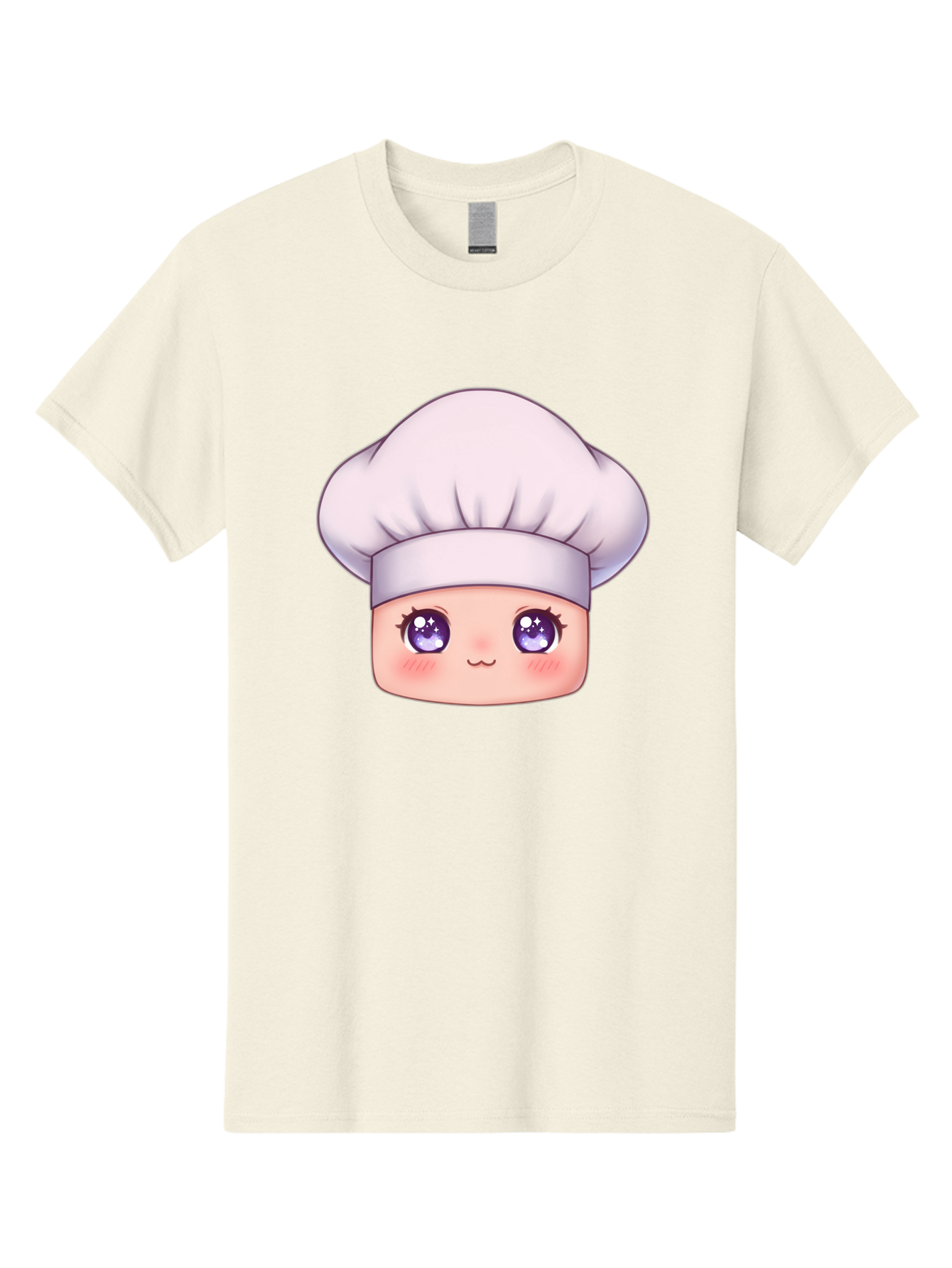 Chef-Hat-Face Men'S Graphic Tee, 100% Cotton, Comfortable Casual Summer Wear, Machine Washable, Cartoon Chef, Cute Face, Purple Eyes, Chef Hat, Cooking, Kawaii, Chef Character, Adorable, Kitchen, Culinary Bac832