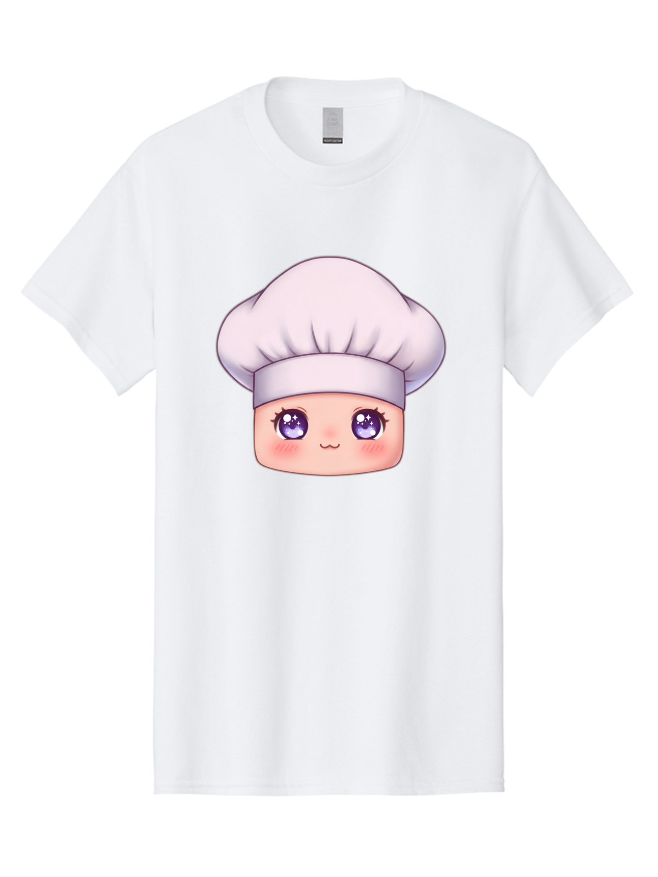 Chef-Hat-Face Men'S Graphic Tee, 100% Cotton, Comfortable Casual Summer Wear, Machine Washable, Cartoon Chef, Cute Face, Purple Eyes, Chef Hat, Cooking, Kawaii, Chef Character, Adorable, Kitchen, Culinary Bac832