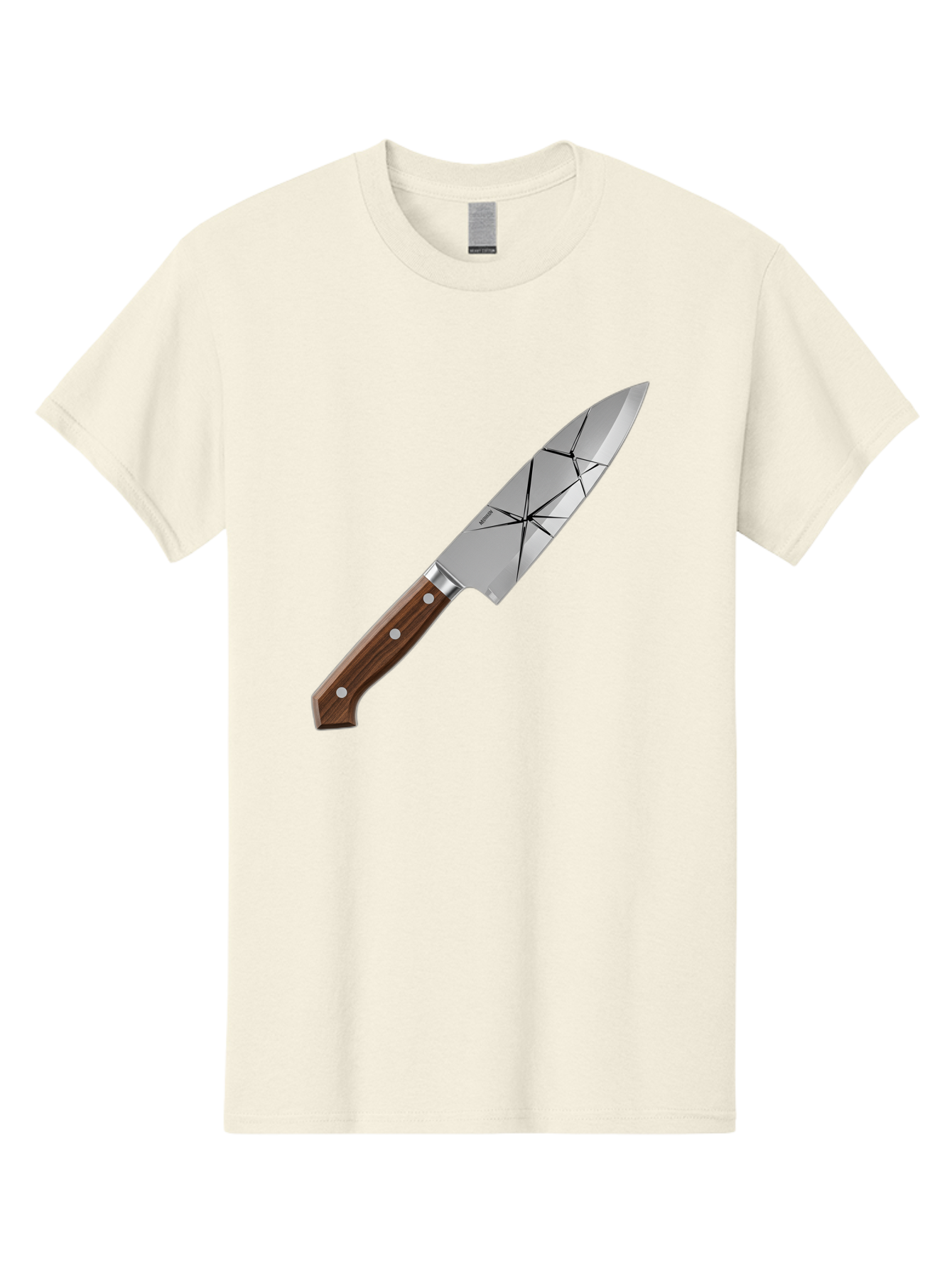 Chef-Knife-1 Men'S Graphic Tee, 100% Cotton, Comfortable Casual Summer Wear, Machine Washable, Sharp Knife, Kitchen Knife, Chef'S Knife, Stainless Steel, Wooden Handle, Silver Rivets, Geometric Pattern, Modern Design, Cutting Tool, Bac834