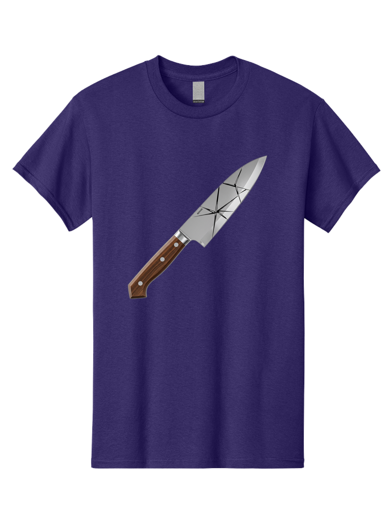 Chef-Knife-1 Men'S Graphic Tee, 100% Cotton, Comfortable Casual Summer Wear, Machine Washable, Sharp Knife, Kitchen Knife, Chef'S Knife, Stainless Steel, Wooden Handle, Silver Rivets, Geometric Pattern, Modern Design, Cutting Tool, Bac834