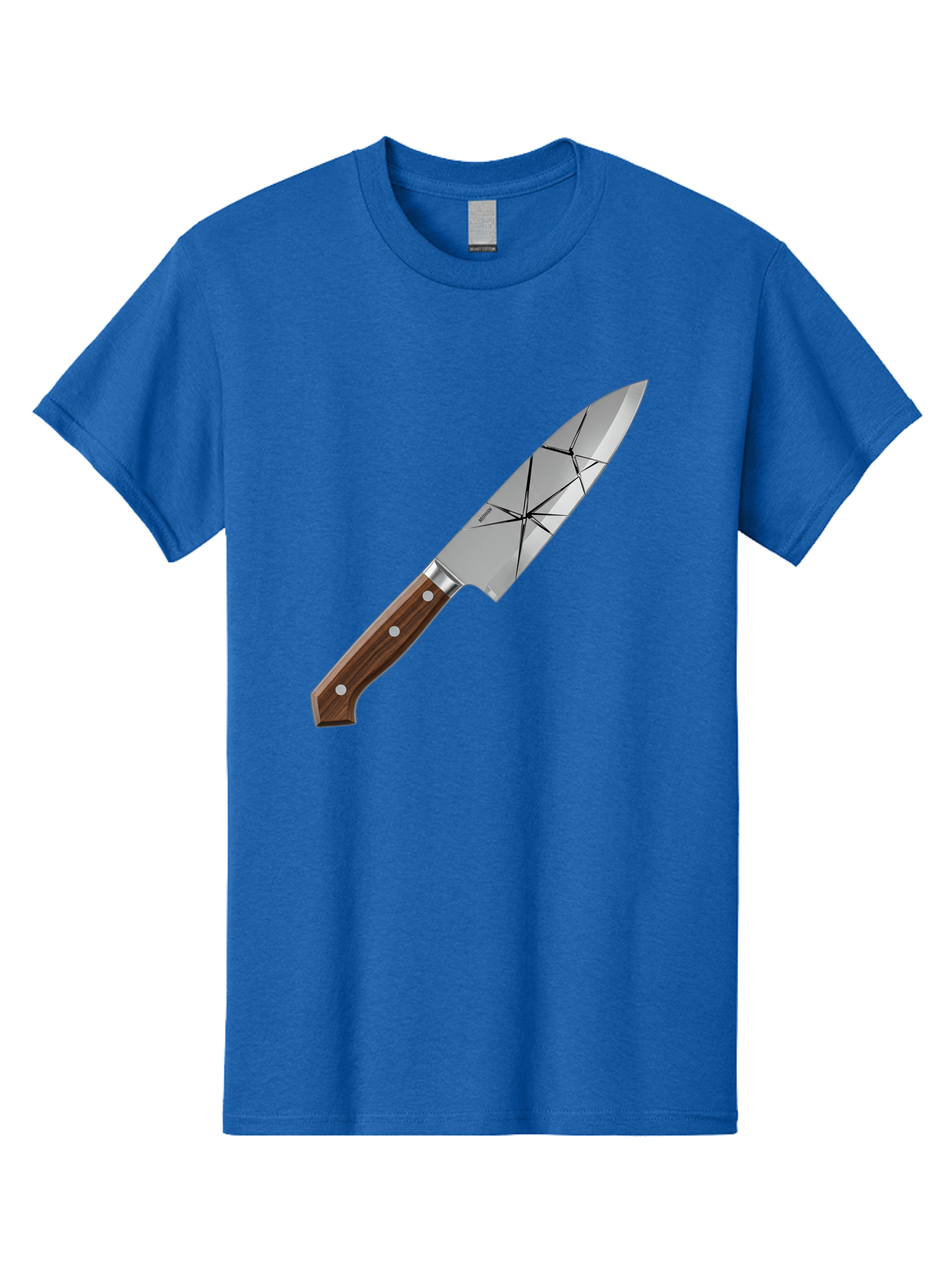Chef-Knife-1 Men'S Graphic Tee, 100% Cotton, Comfortable Casual Summer Wear, Machine Washable, Sharp Knife, Kitchen Knife, Chef'S Knife, Stainless Steel, Wooden Handle, Silver Rivets, Geometric Pattern, Modern Design, Cutting Tool, Bac834