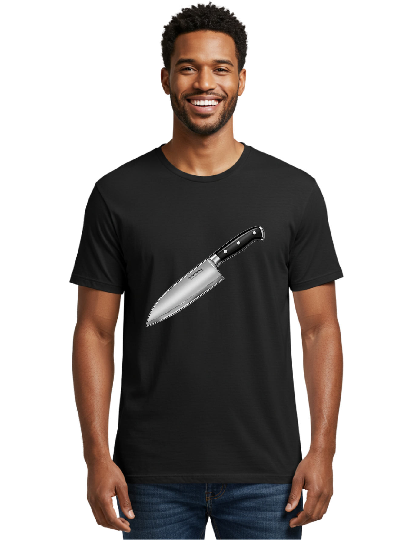 Chef-Knife Men'S Graphic Tee, 100% Cotton, Comfortable Casual Summer Wear, Machine Washable, High-Quality Kitchen Knife, Sharp Blade, Stainless Steel, Chef'S Knife, Cooking Essentials, Kitchen Utensils, Culinary Tools, Precise Cutting, Bac835