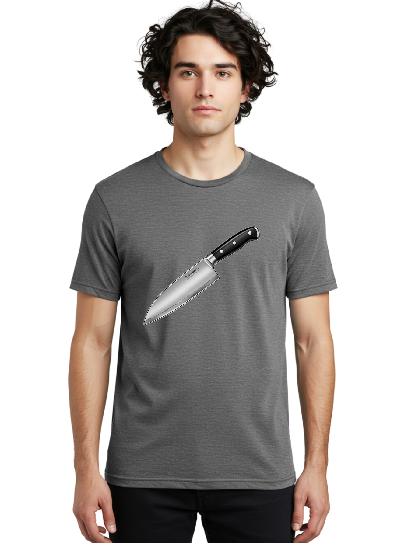 Chef-Knife Men'S Graphic Tee, 100% Cotton, Comfortable Casual Summer Wear, Machine Washable, High-Quality Kitchen Knife, Sharp Blade, Stainless Steel, Chef'S Knife, Cooking Essentials, Kitchen Utensils, Culinary Tools, Precise Cutting, Bac835