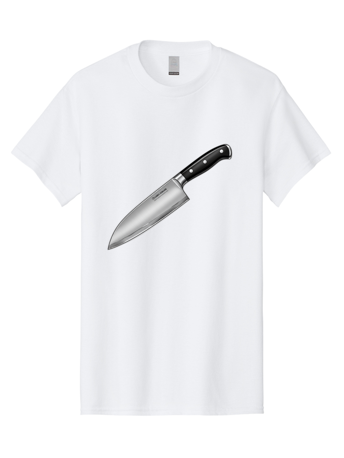 Chef-Knife Men'S Graphic Tee, 100% Cotton, Comfortable Casual Summer Wear, Machine Washable, High-Quality Kitchen Knife, Sharp Blade, Stainless Steel, Chef'S Knife, Cooking Essentials, Kitchen Utensils, Culinary Tools, Precise Cutting, Bac835