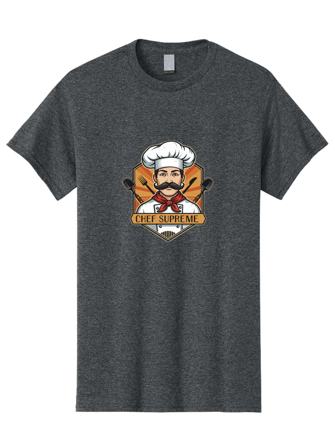 Chef-Supreme Men'S Graphic Tee, 100% Cotton, Comfortable Casual Summer Wear, Machine Washable, Chef Logo, Culinary Expert, Gourmet Cooking, Restaurant Branding, Chef Hat, Mustachioed Chef, Kitchen Utensils, Professional Cooking, Chef Attire Bac838