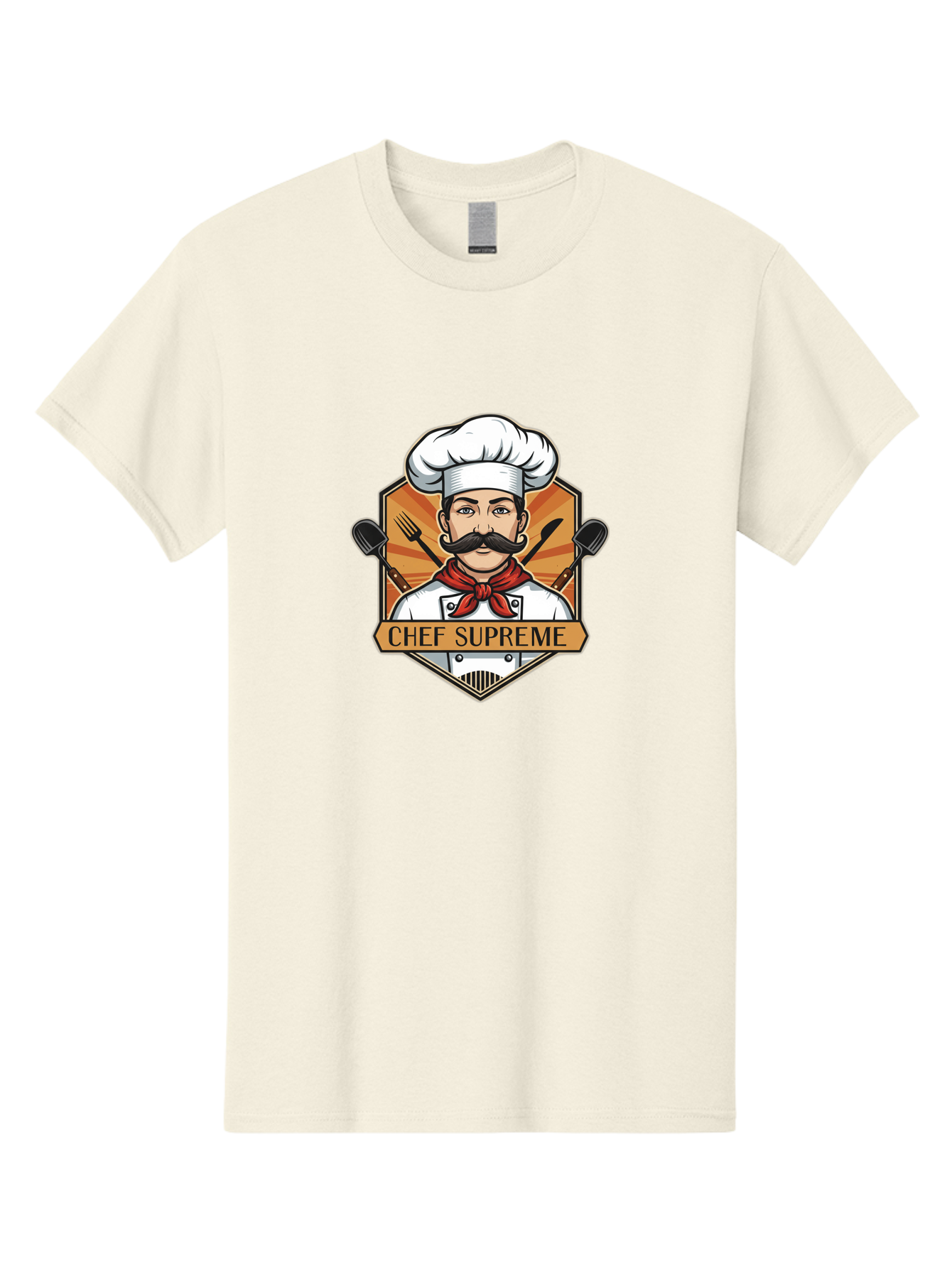 Chef-Supreme Men'S Graphic Tee, 100% Cotton, Comfortable Casual Summer Wear, Machine Washable, Chef Logo, Culinary Expert, Gourmet Cooking, Restaurant Branding, Chef Hat, Mustachioed Chef, Kitchen Utensils, Professional Cooking, Chef Attire Bac838