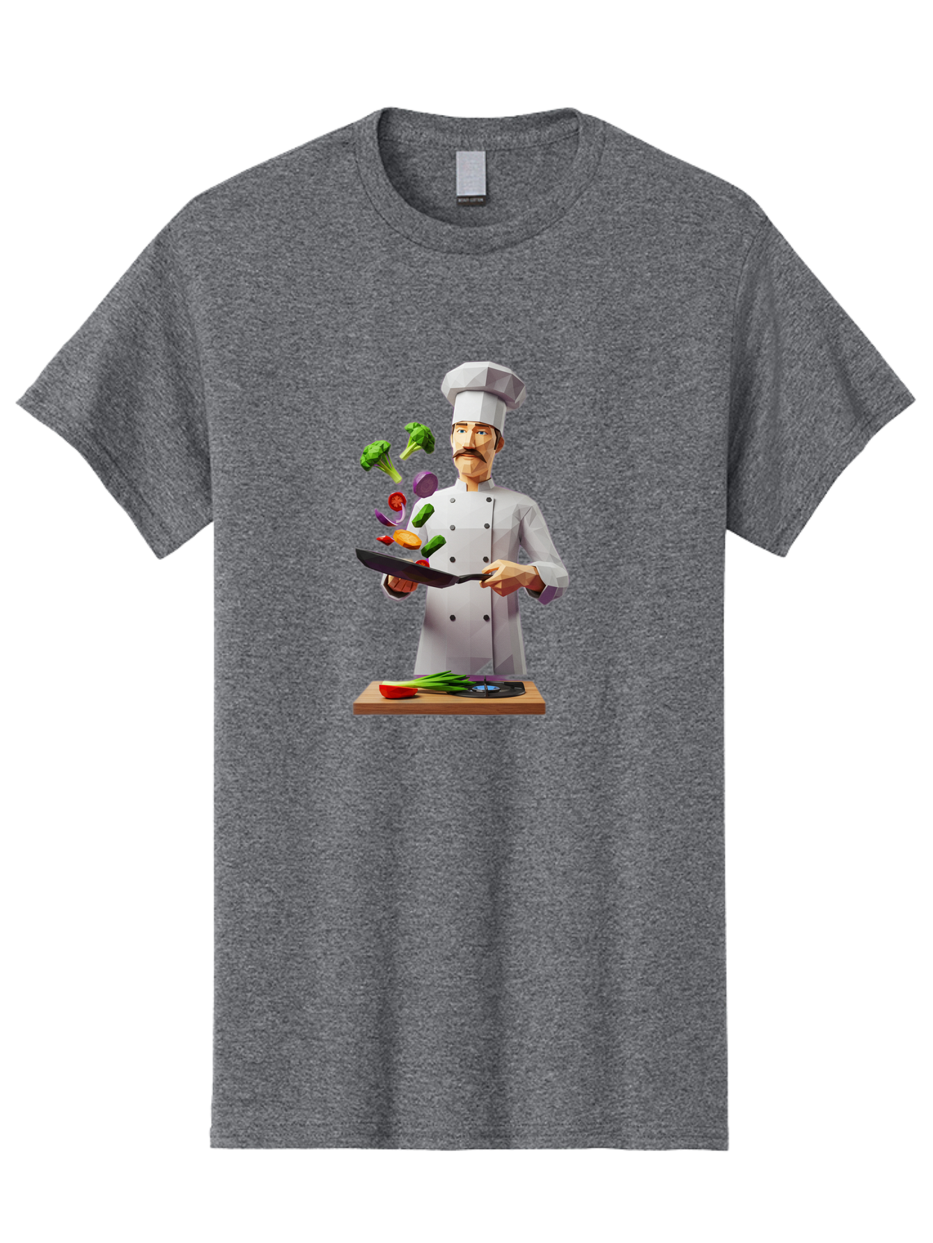 Chef-Tossing-Vegetables Men'S Graphic Tee, 100% Cotton, Comfortable Casual Summer Wear, Machine Washable, Chef Tossing Vegetables, Cooking Skills, Kitchen Magic, Healthy Eating, Food Preparation, Culinary Art, Vegetable Stir-Fry, Bac841