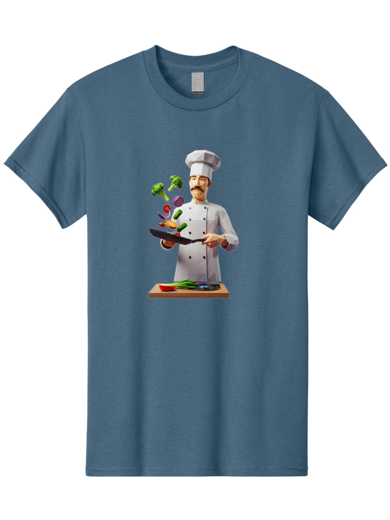 Chef-Tossing-Vegetables Men'S Graphic Tee, 100% Cotton, Comfortable Casual Summer Wear, Machine Washable, Chef Tossing Vegetables, Cooking Skills, Kitchen Magic, Healthy Eating, Food Preparation, Culinary Art, Vegetable Stir-Fry, Bac841