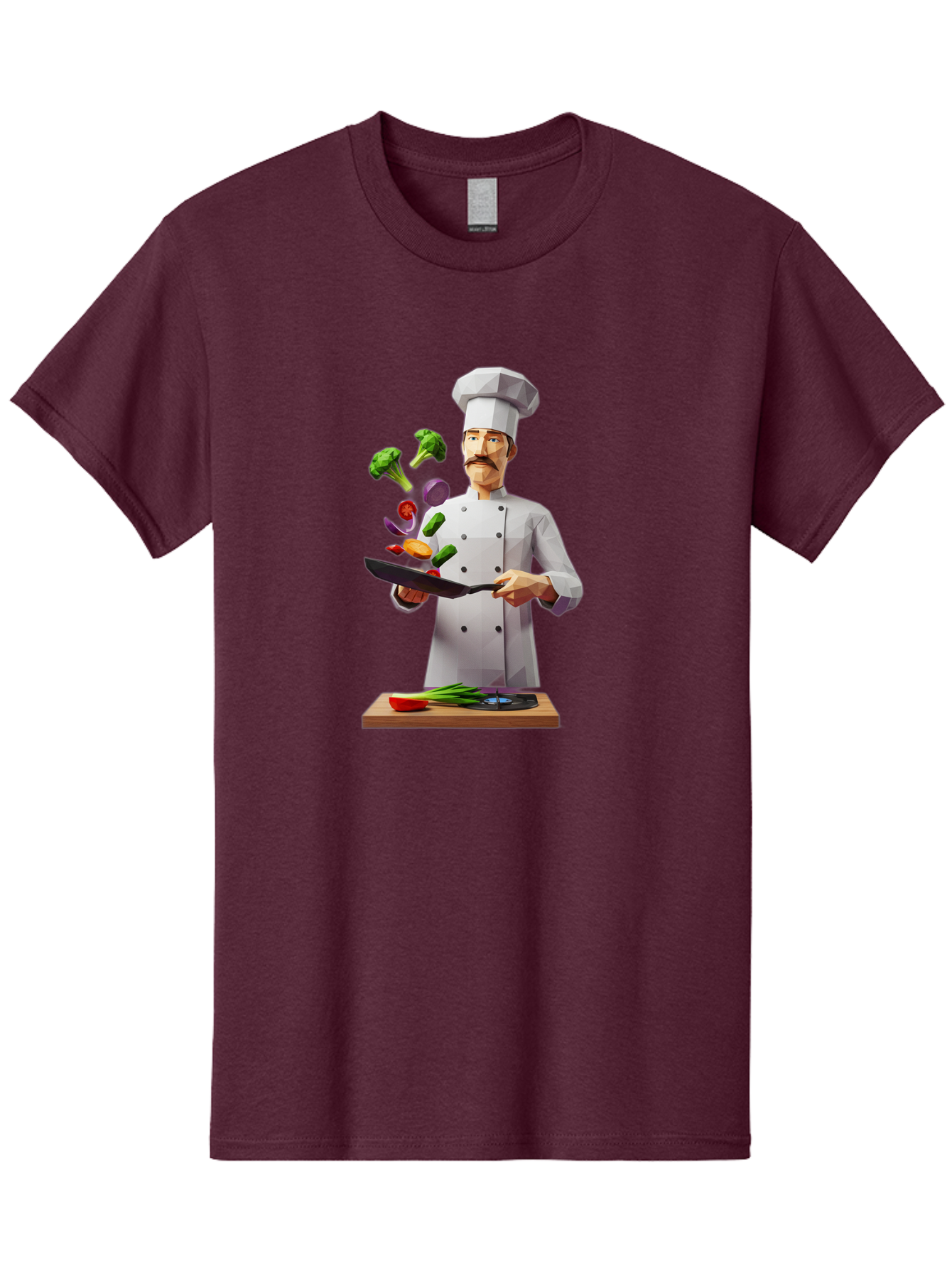 Chef-Tossing-Vegetables Men'S Graphic Tee, 100% Cotton, Comfortable Casual Summer Wear, Machine Washable, Chef Tossing Vegetables, Cooking Skills, Kitchen Magic, Healthy Eating, Food Preparation, Culinary Art, Vegetable Stir-Fry, Bac841