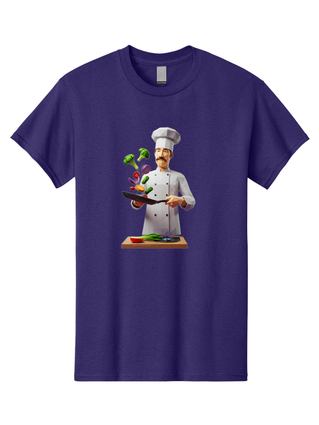 Chef-Tossing-Vegetables Men'S Graphic Tee, 100% Cotton, Comfortable Casual Summer Wear, Machine Washable, Chef Tossing Vegetables, Cooking Skills, Kitchen Magic, Healthy Eating, Food Preparation, Culinary Art, Vegetable Stir-Fry, Bac841