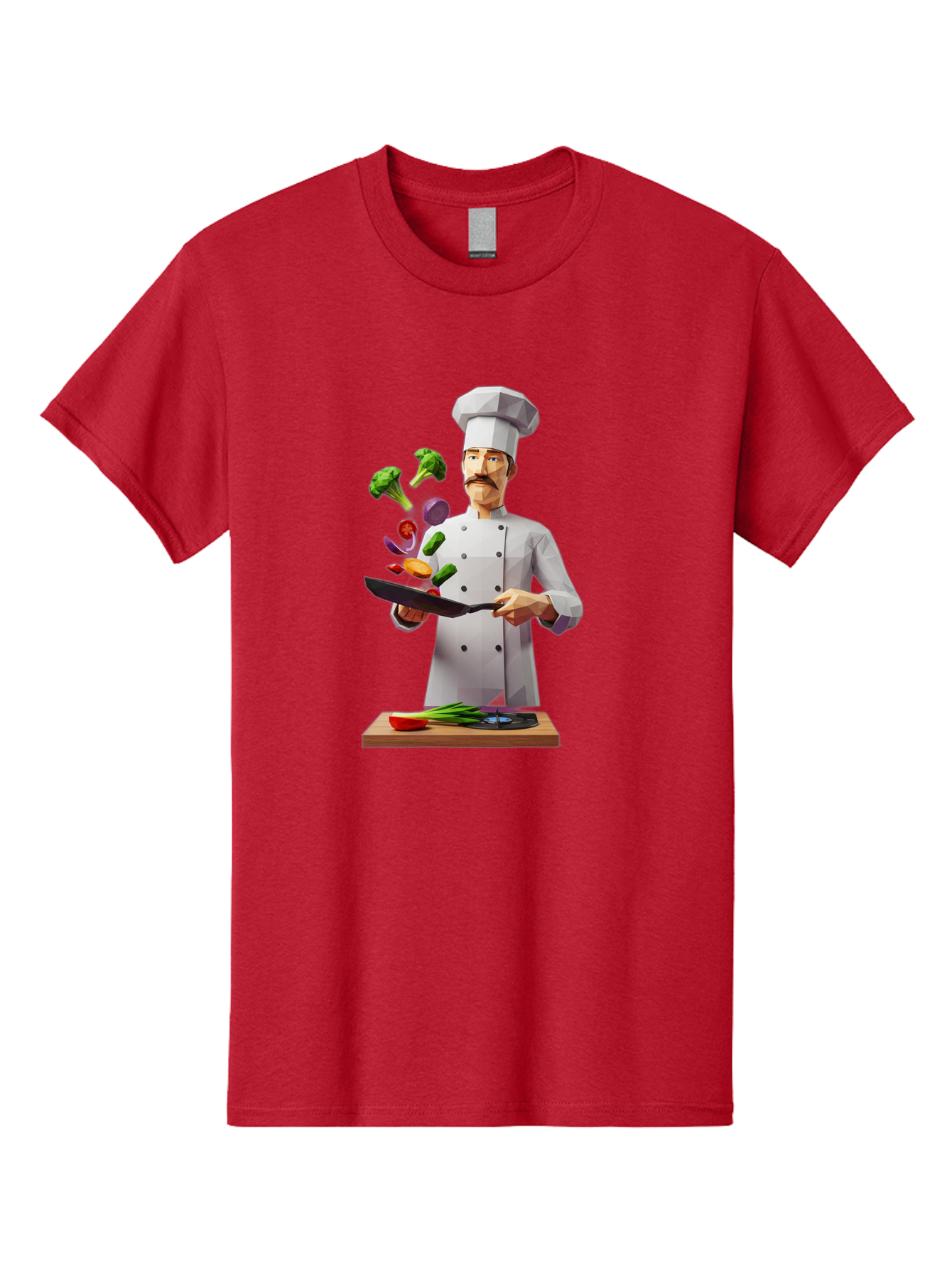 Chef-Tossing-Vegetables Men'S Graphic Tee, 100% Cotton, Comfortable Casual Summer Wear, Machine Washable, Chef Tossing Vegetables, Cooking Skills, Kitchen Magic, Healthy Eating, Food Preparation, Culinary Art, Vegetable Stir-Fry, Bac841