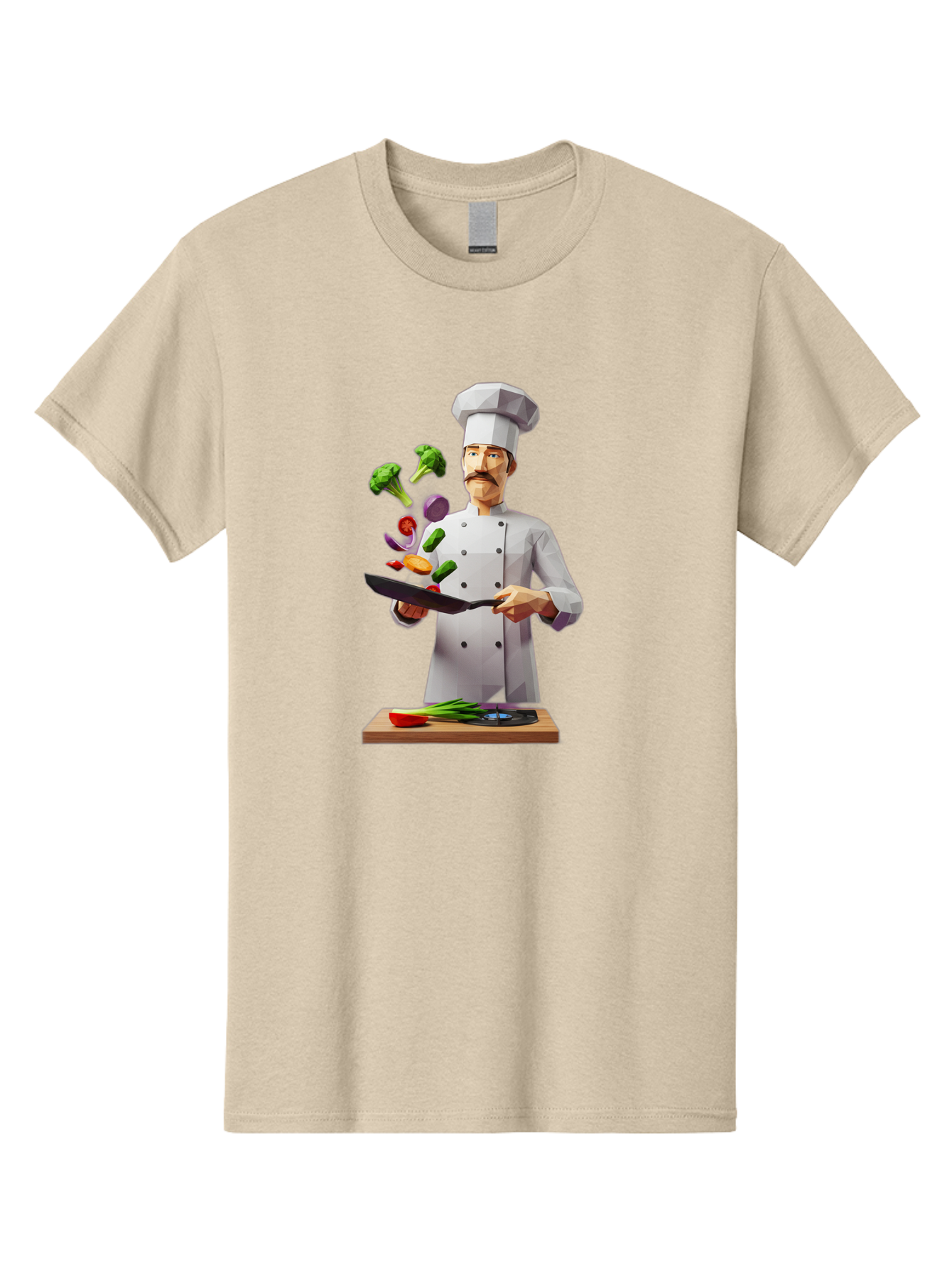 Chef-Tossing-Vegetables Men'S Graphic Tee, 100% Cotton, Comfortable Casual Summer Wear, Machine Washable, Chef Tossing Vegetables, Cooking Skills, Kitchen Magic, Healthy Eating, Food Preparation, Culinary Art, Vegetable Stir-Fry, Bac841