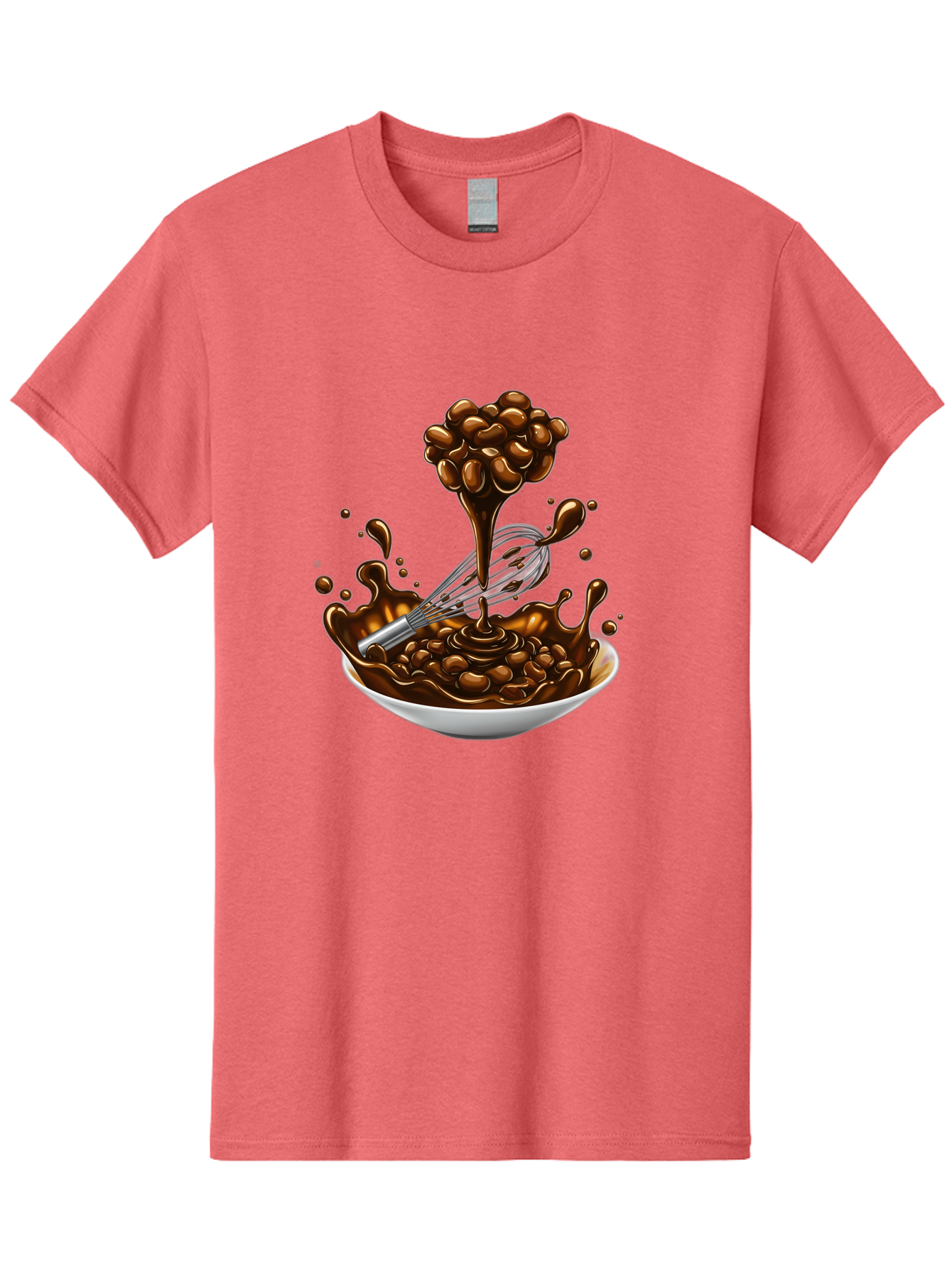 Chocolate Men'S Graphic Tee, 100% Cotton, Comfortable Casual Summer Wear, Machine Washable, Chocolate Sauce, Splatter Art, Whisk, White Bowl, Chocolate Beans, Coffee, Dessert, Sweet Treats, Indulgent, Rich, Decadent, Culinary Delight, Bac848