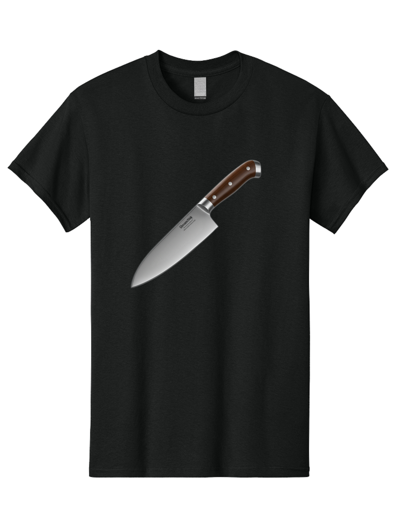 Christofle-Knife Men'S Graphic Tee, 100% Cotton, Comfortable Casual Summer Wear, Machine Washable, Sharp Chef Knife, Stainless Steel Blade, Brown Handle, Silver Rivets, Kitchen Utensil, Cooking Tool, Professional Chef Knife, Sharp Edge Bac850