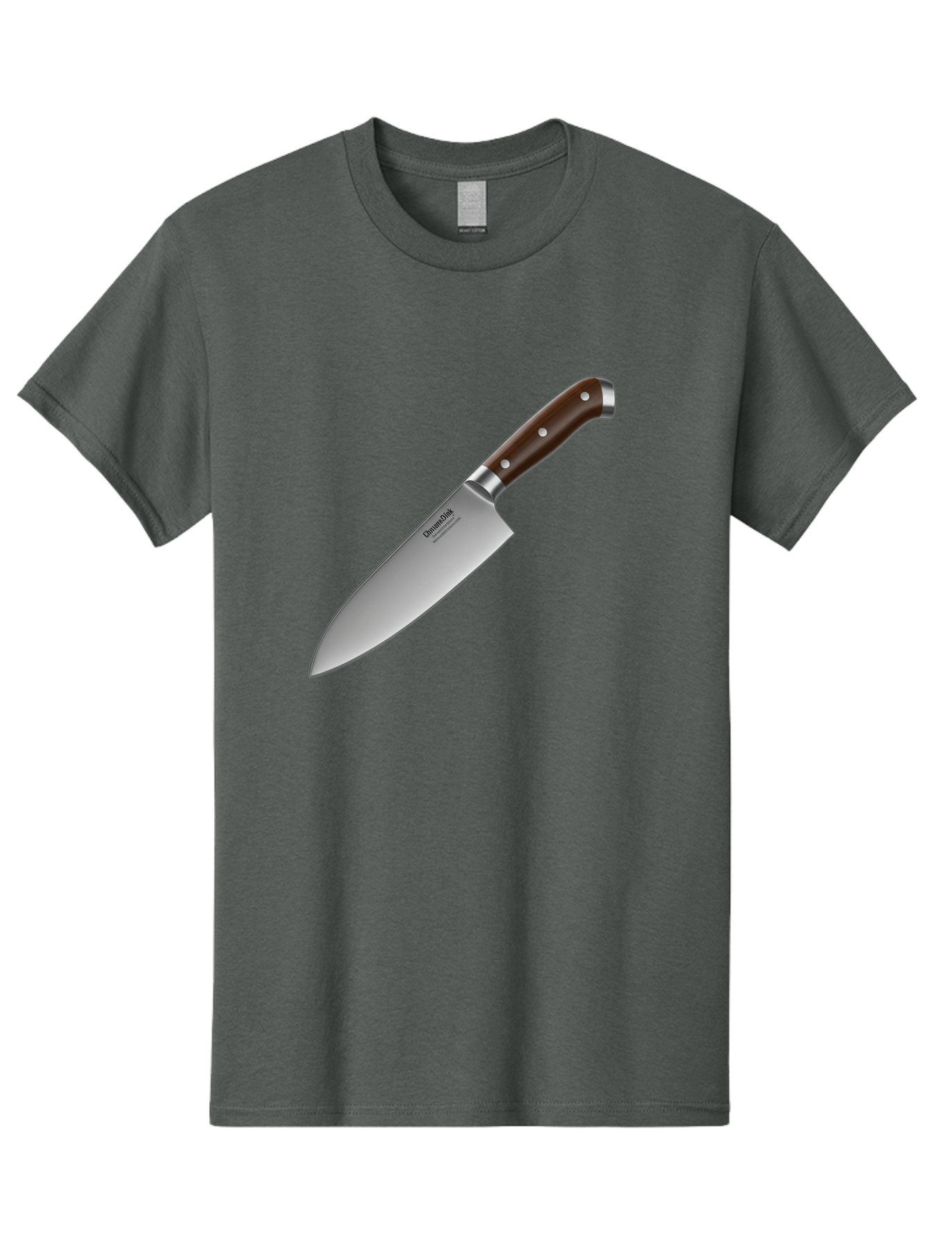 Christofle-Knife Men'S Graphic Tee, 100% Cotton, Comfortable Casual Summer Wear, Machine Washable, Sharp Chef Knife, Stainless Steel Blade, Brown Handle, Silver Rivets, Kitchen Utensil, Cooking Tool, Professional Chef Knife, Sharp Edge Bac850