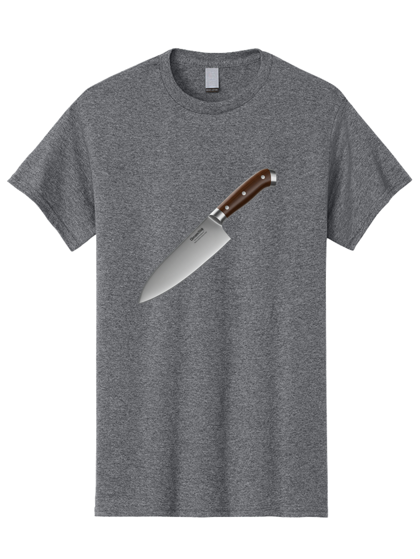 Christofle-Knife Men'S Graphic Tee, 100% Cotton, Comfortable Casual Summer Wear, Machine Washable, Sharp Chef Knife, Stainless Steel Blade, Brown Handle, Silver Rivets, Kitchen Utensil, Cooking Tool, Professional Chef Knife, Sharp Edge Bac850