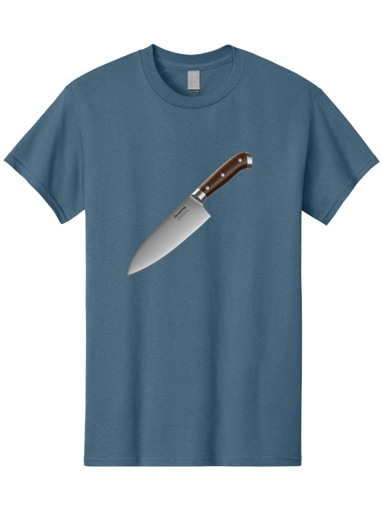 Christofle-Knife Men'S Graphic Tee, 100% Cotton, Comfortable Casual Summer Wear, Machine Washable, Sharp Chef Knife, Stainless Steel Blade, Brown Handle, Silver Rivets, Kitchen Utensil, Cooking Tool, Professional Chef Knife, Sharp Edge Bac850