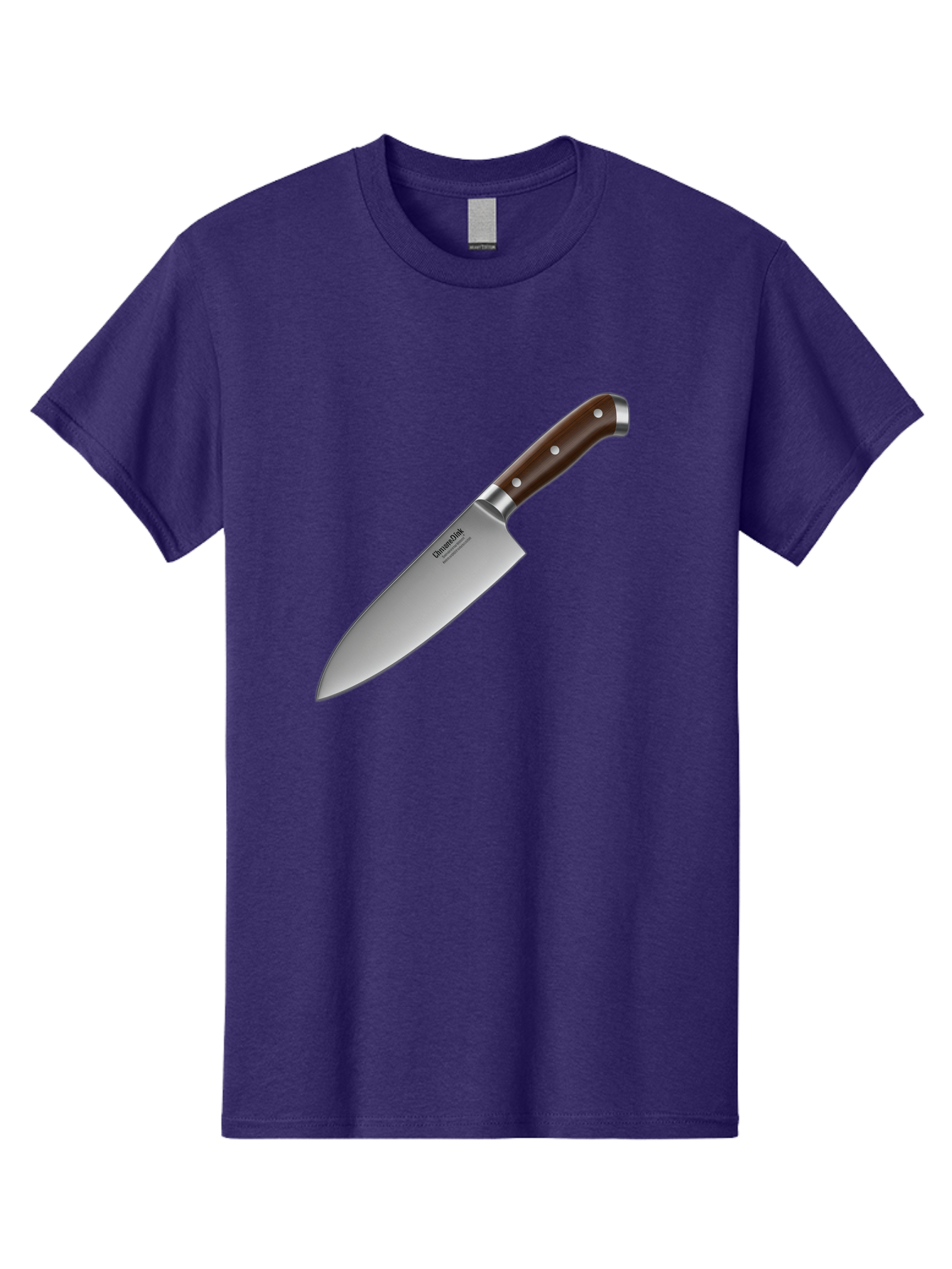 Christofle-Knife Men'S Graphic Tee, 100% Cotton, Comfortable Casual Summer Wear, Machine Washable, Sharp Chef Knife, Stainless Steel Blade, Brown Handle, Silver Rivets, Kitchen Utensil, Cooking Tool, Professional Chef Knife, Sharp Edge Bac850