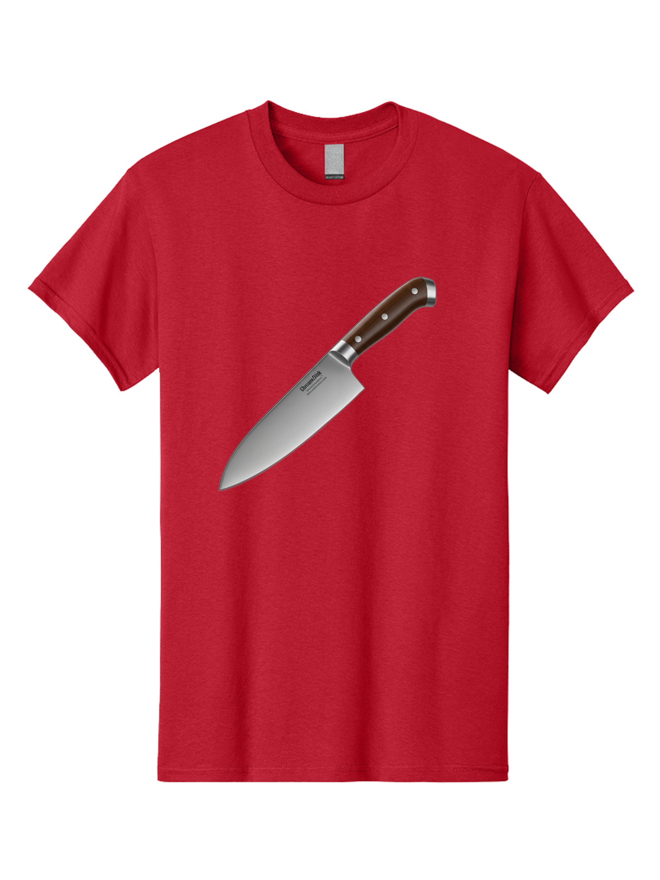 Christofle-Knife Men'S Graphic Tee, 100% Cotton, Comfortable Casual Summer Wear, Machine Washable, Sharp Chef Knife, Stainless Steel Blade, Brown Handle, Silver Rivets, Kitchen Utensil, Cooking Tool, Professional Chef Knife, Sharp Edge Bac850