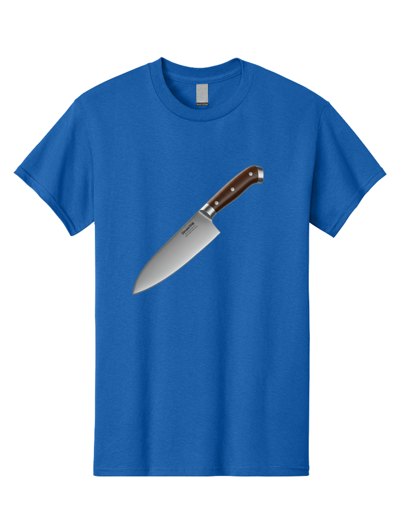Christofle-Knife Men'S Graphic Tee, 100% Cotton, Comfortable Casual Summer Wear, Machine Washable, Sharp Chef Knife, Stainless Steel Blade, Brown Handle, Silver Rivets, Kitchen Utensil, Cooking Tool, Professional Chef Knife, Sharp Edge Bac850