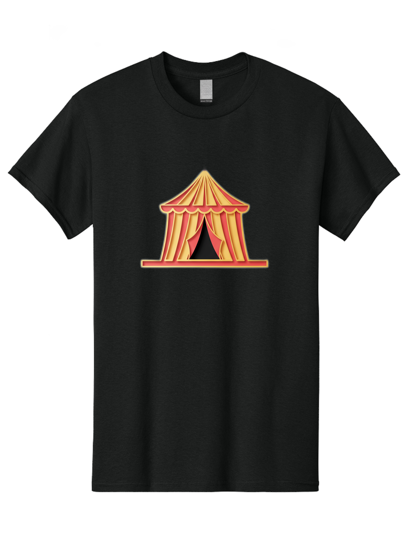 Circus-Tent-2 Men'S Graphic Tee, 100% Cotton, Comfortable Casual Summer Wear, Machine Washable, Yellow And Red Striped Tent, Vintage Circus, Carnival Theme, Red And Yellow Colors, Striped Pattern, Entertainment Venue, Amusement Park Bac853