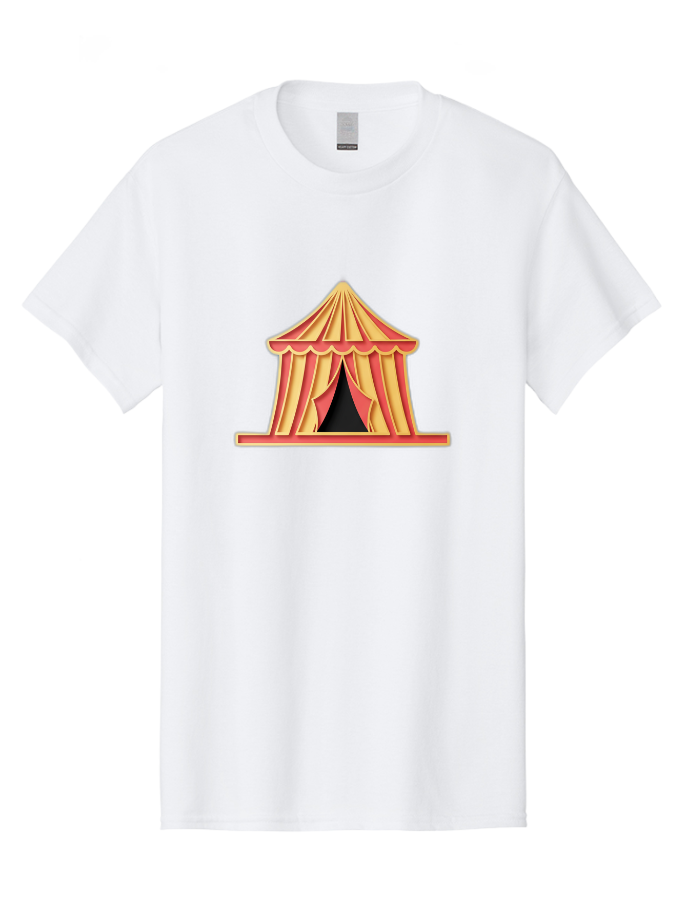 Circus-Tent-2 Men'S Graphic Tee, 100% Cotton, Comfortable Casual Summer Wear, Machine Washable, Yellow And Red Striped Tent, Vintage Circus, Carnival Theme, Red And Yellow Colors, Striped Pattern, Entertainment Venue, Amusement Park Bac853