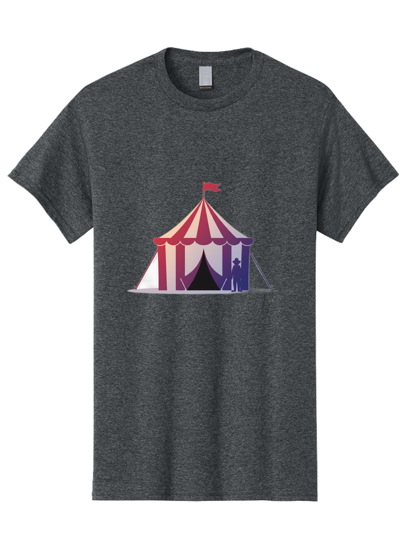 Circus-Tent-3 Men'S Graphic Tee, 100% Cotton, Comfortable Casual Summer Wear, Machine Washable, Striped Circus Tent, Red And White Stripes, Silhouetted Man, Vintage Top Hat, Retro Carnival, Festive Atmosphere, Tent Entrance Bac854