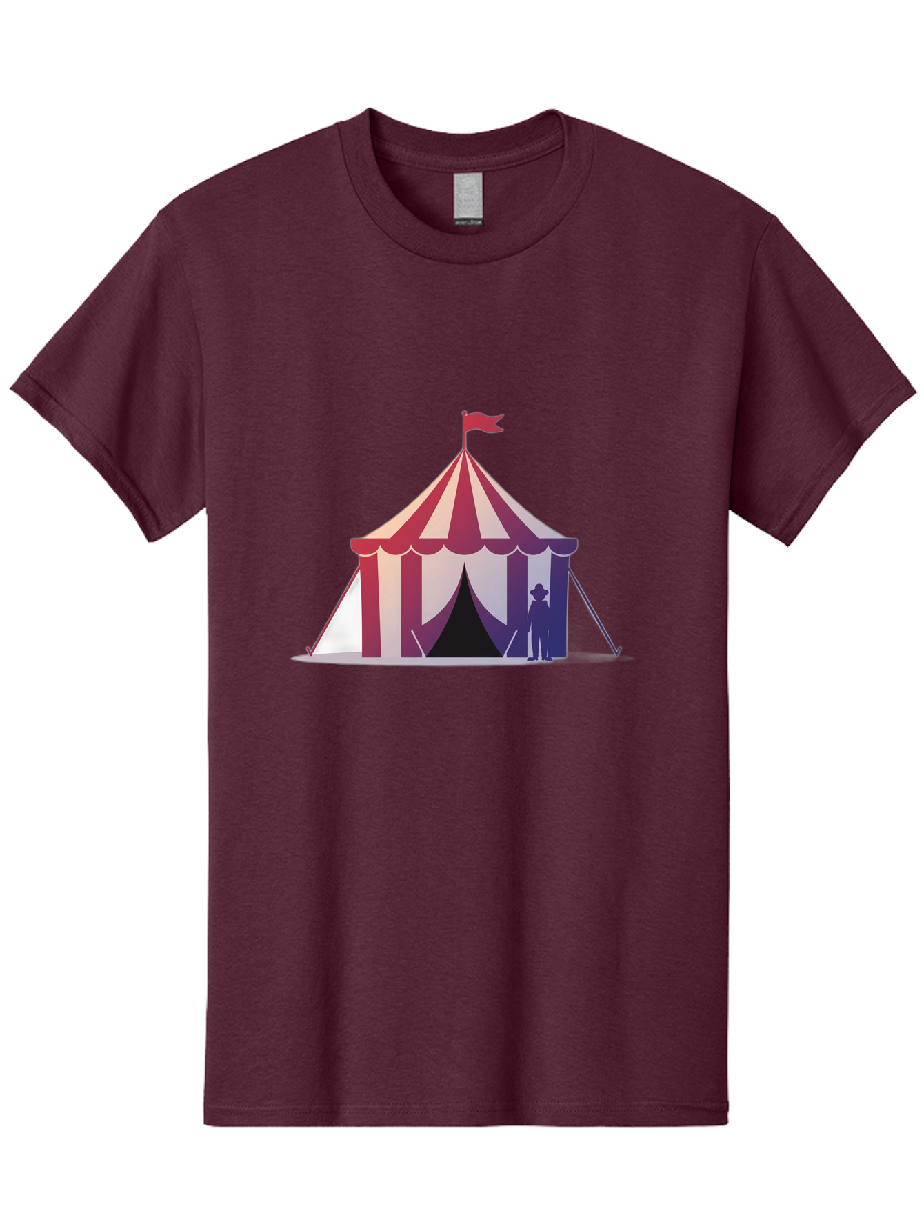 Circus-Tent-3 Men'S Graphic Tee, 100% Cotton, Comfortable Casual Summer Wear, Machine Washable, Striped Circus Tent, Red And White Stripes, Silhouetted Man, Vintage Top Hat, Retro Carnival, Festive Atmosphere, Tent Entrance Bac854