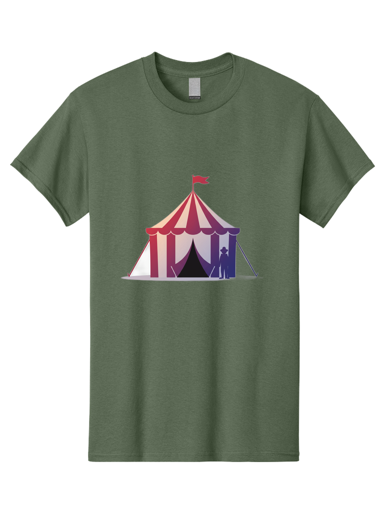 Circus-Tent-3 Men'S Graphic Tee, 100% Cotton, Comfortable Casual Summer Wear, Machine Washable, Striped Circus Tent, Red And White Stripes, Silhouetted Man, Vintage Top Hat, Retro Carnival, Festive Atmosphere, Tent Entrance Bac854