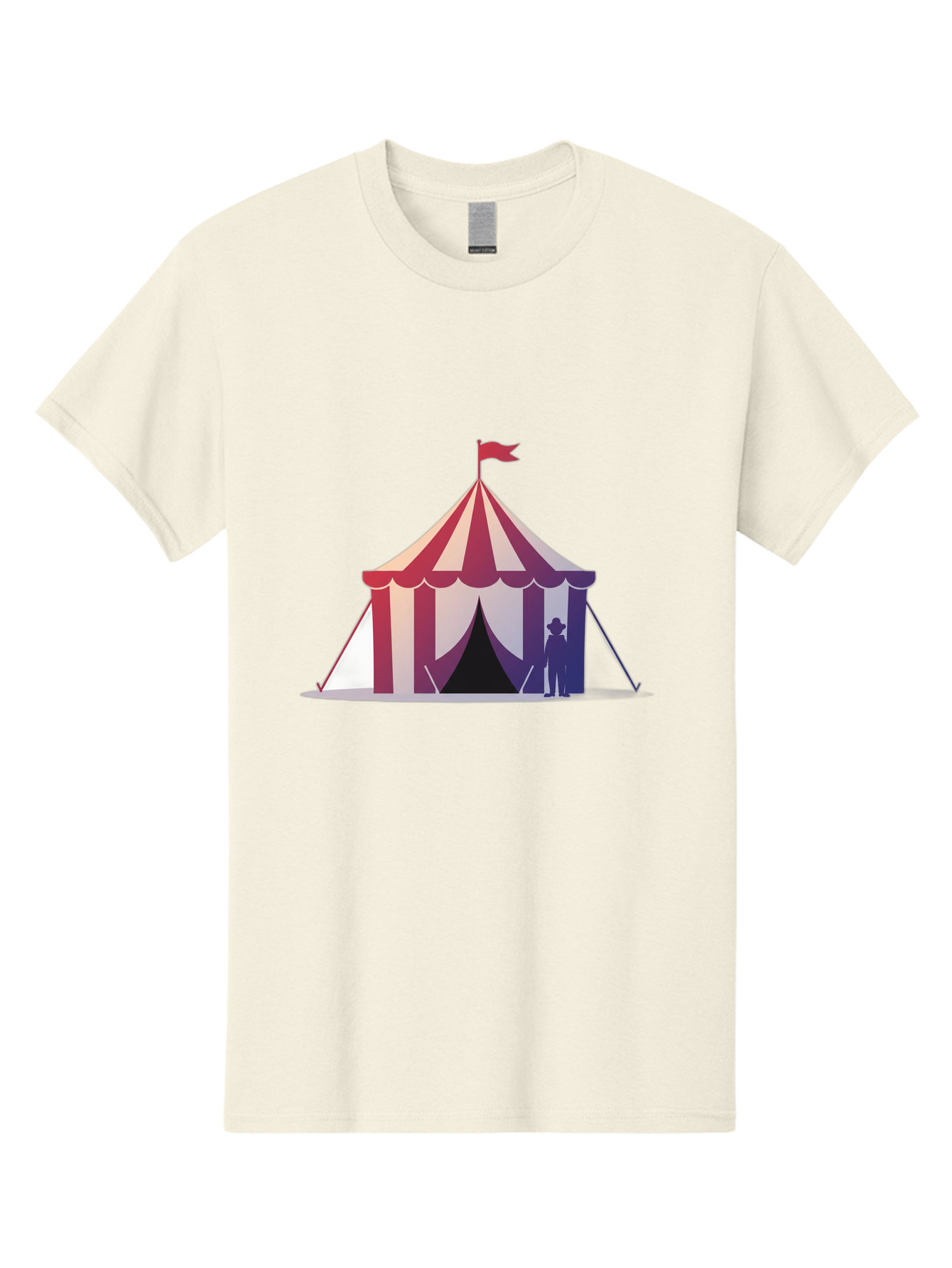 Circus-Tent-3 Men'S Graphic Tee, 100% Cotton, Comfortable Casual Summer Wear, Machine Washable, Striped Circus Tent, Red And White Stripes, Silhouetted Man, Vintage Top Hat, Retro Carnival, Festive Atmosphere, Tent Entrance Bac854