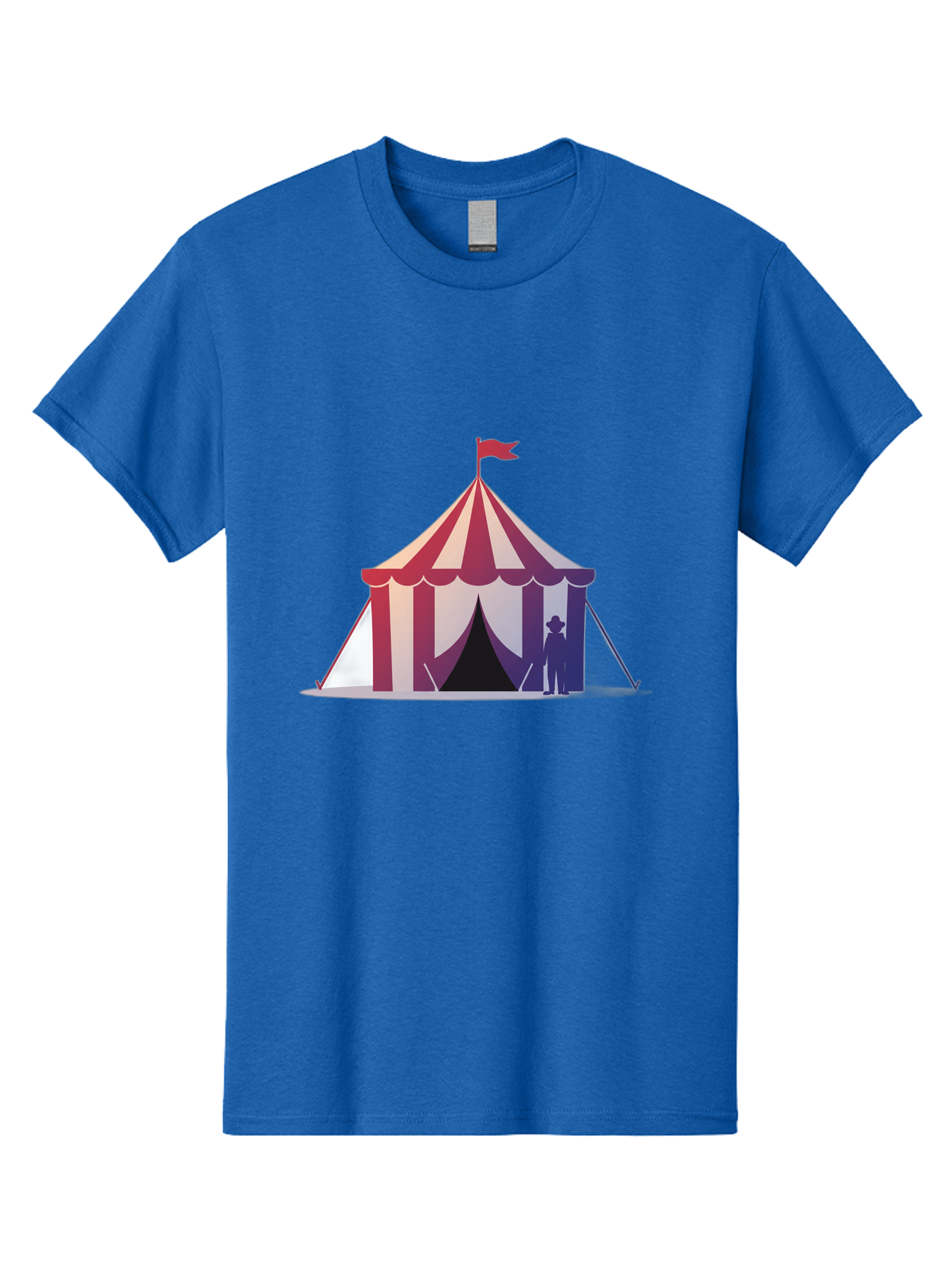 Circus-Tent-3 Men'S Graphic Tee, 100% Cotton, Comfortable Casual Summer Wear, Machine Washable, Striped Circus Tent, Red And White Stripes, Silhouetted Man, Vintage Top Hat, Retro Carnival, Festive Atmosphere, Tent Entrance Bac854